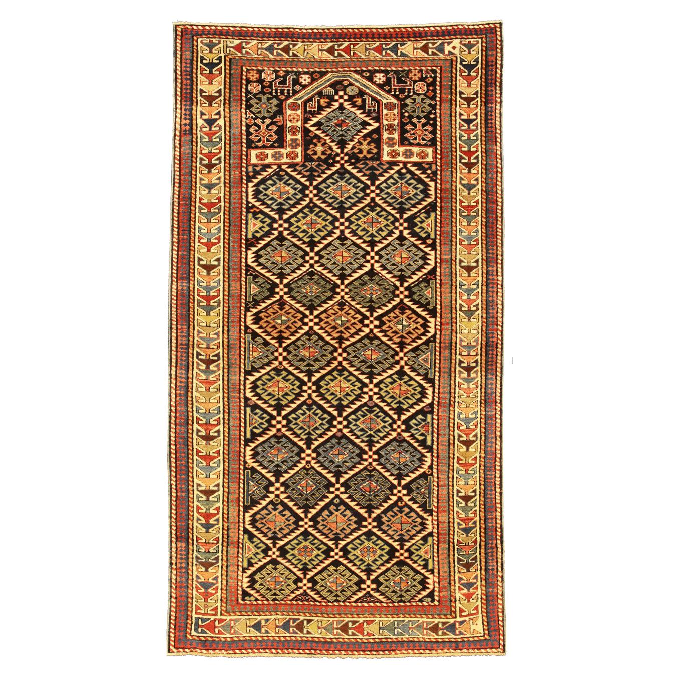 Antique Caucasian Navy Wool Akstafa Rug, ca. 1880