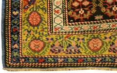 Antique Caucasian Olive Green Border Wool Seychour 'Zeikhur' Rug, 1880-1900