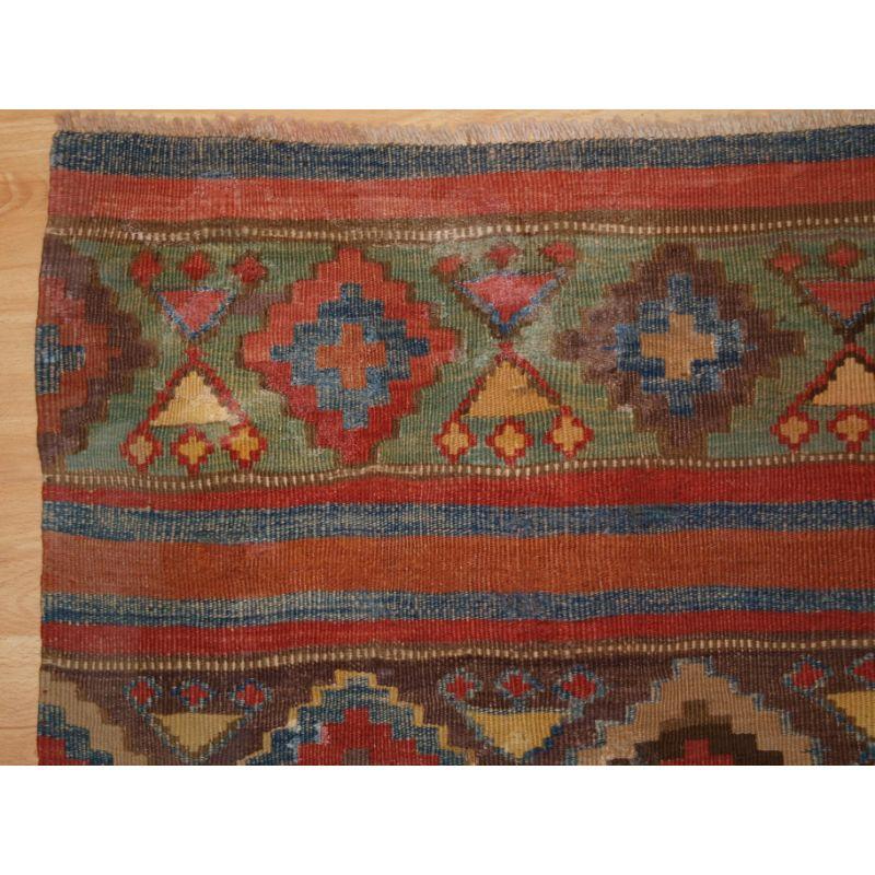 Antique Caucasian or Shahsavan Kilim of Small Size, circa 1900 In Good Condition For Sale In Moreton-In-Marsh, GB