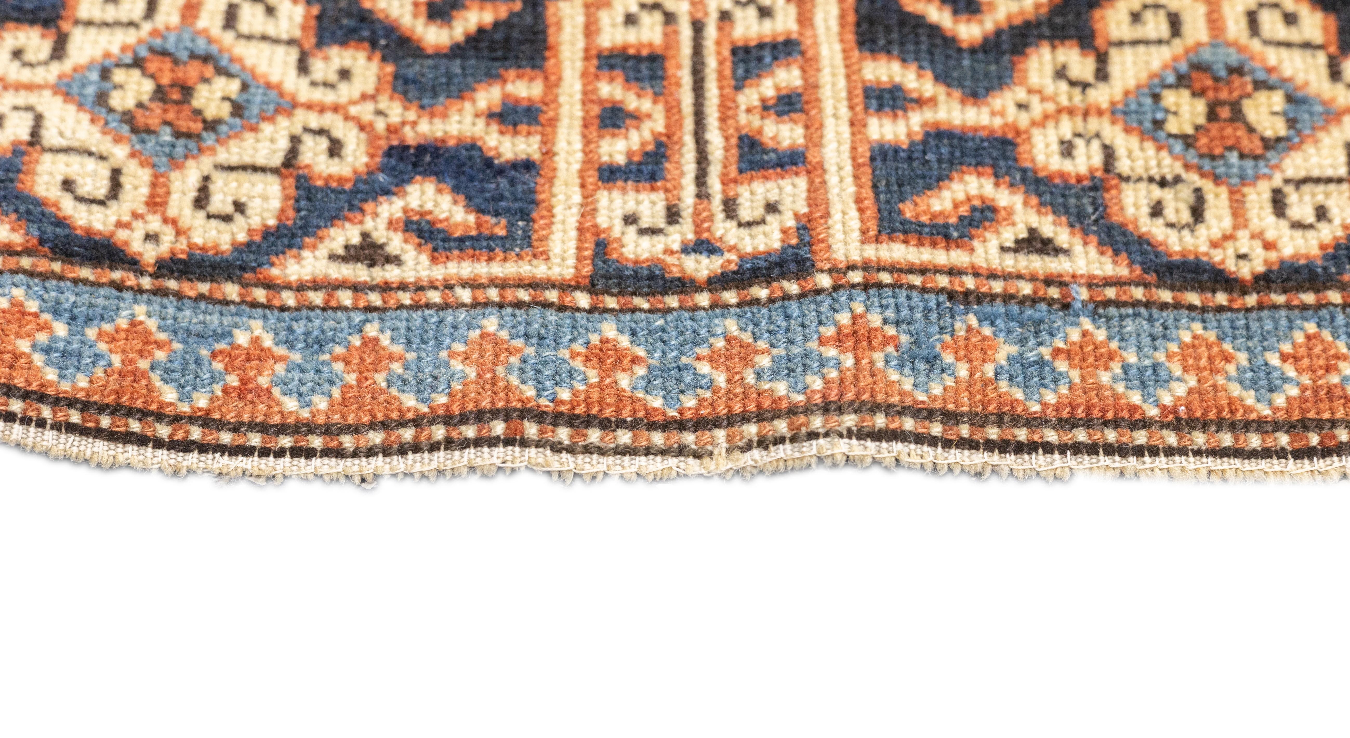 Wool Antique Caucasian Perpedil Rug 3'1'' x 3'11'' For Sale