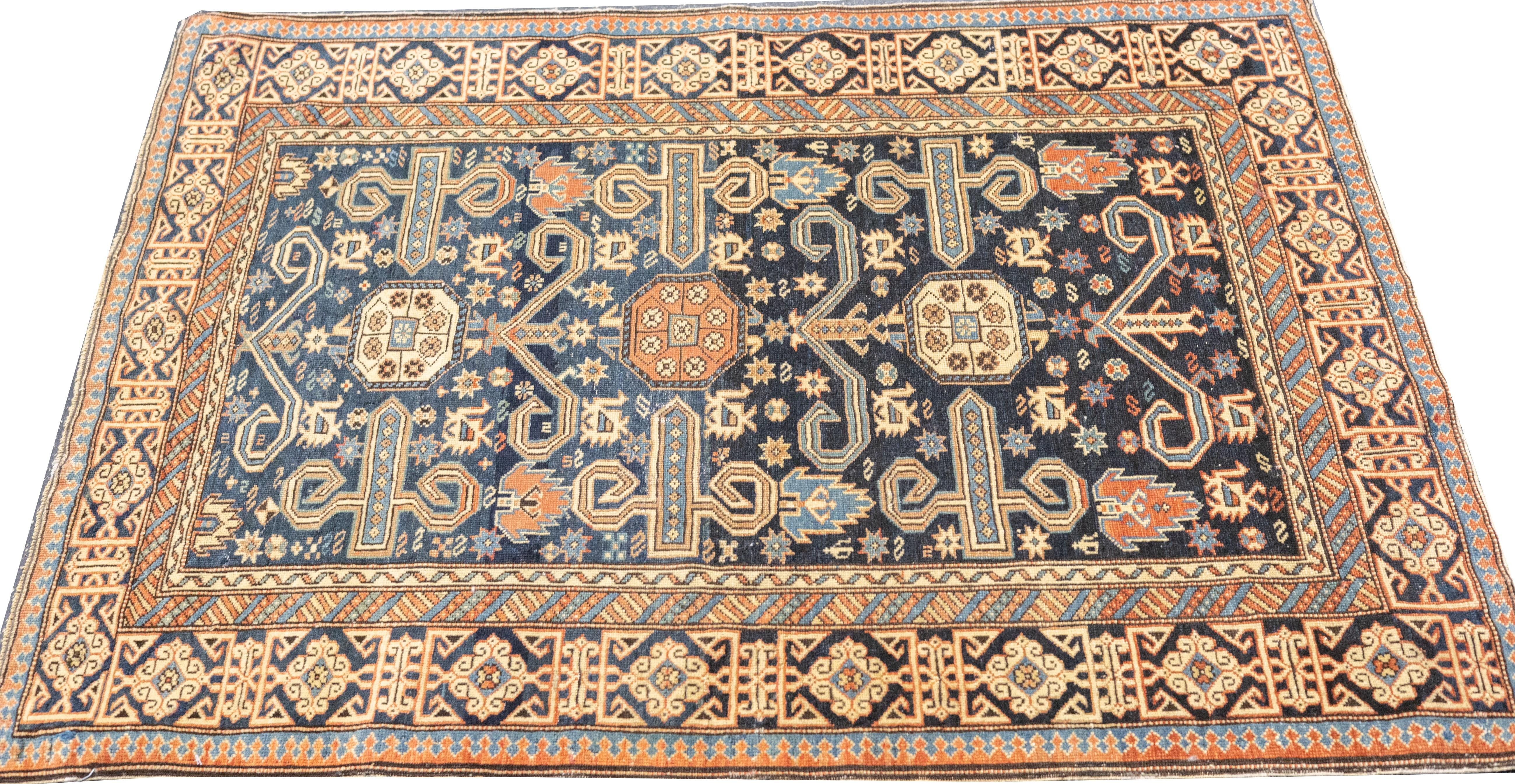 Antique Caucasian Perpedil Rug 3'1'' x 3'11'' For Sale 2