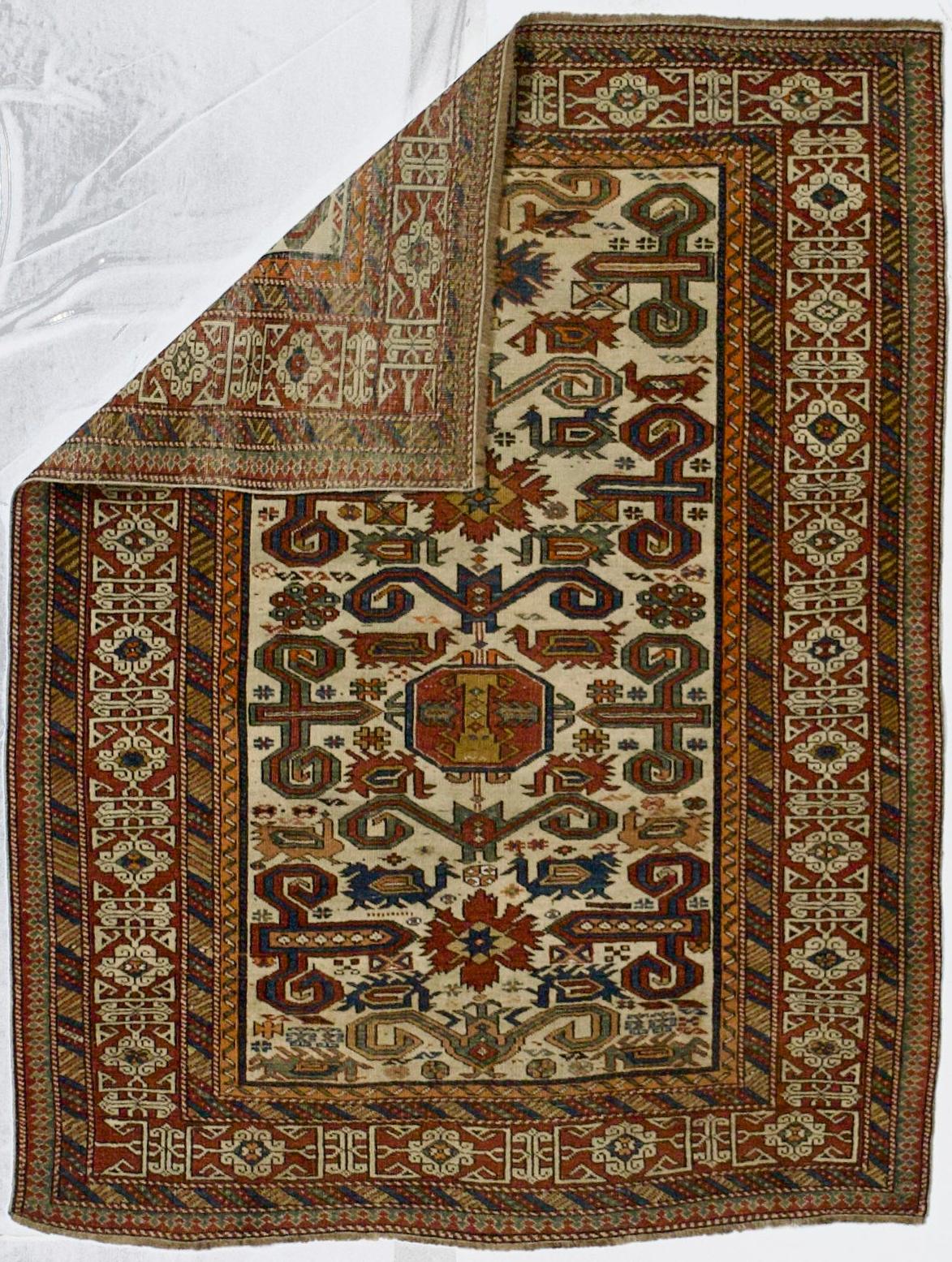 Tapis ancien caucasien Perpedil 3'5