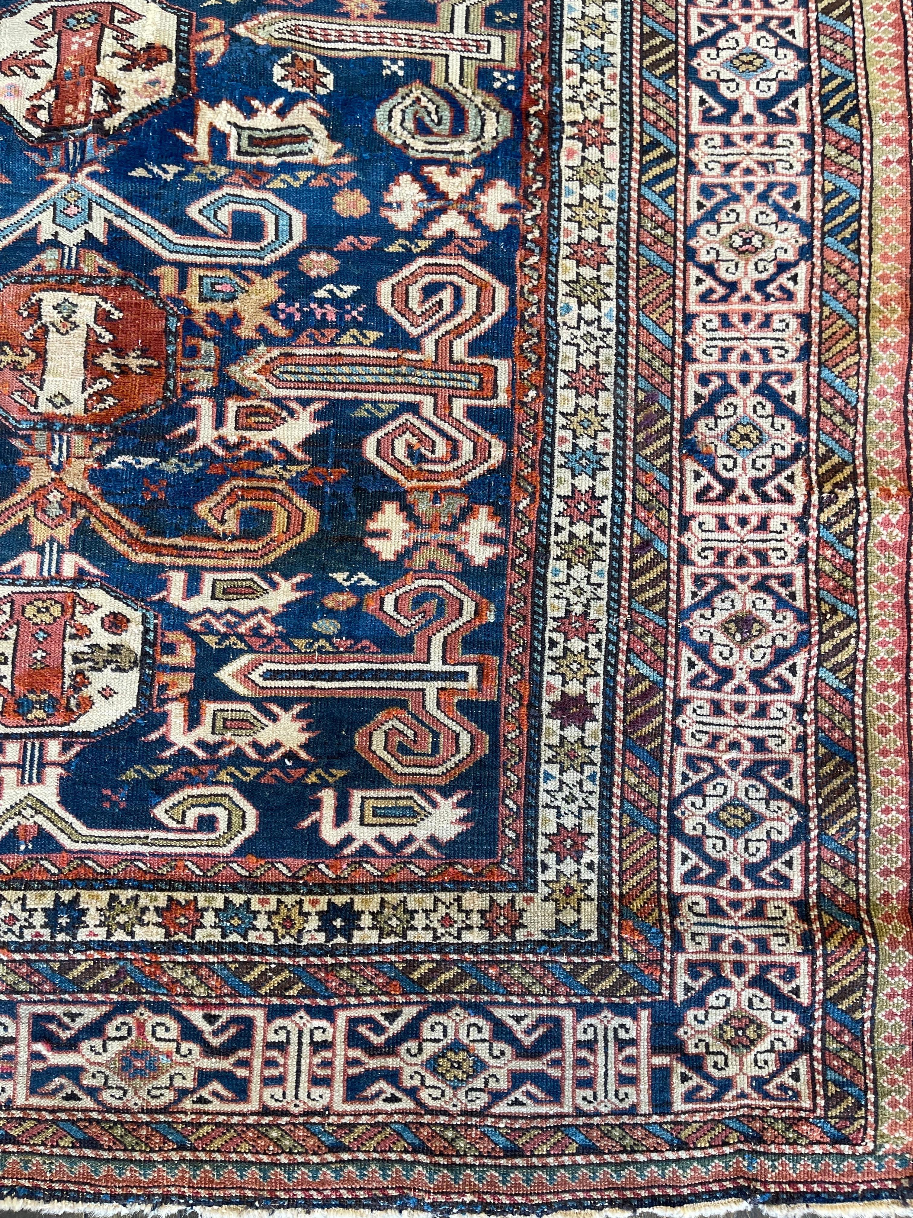 Antique Caucasian Perpedil rug circa 1900 For Sale 1
