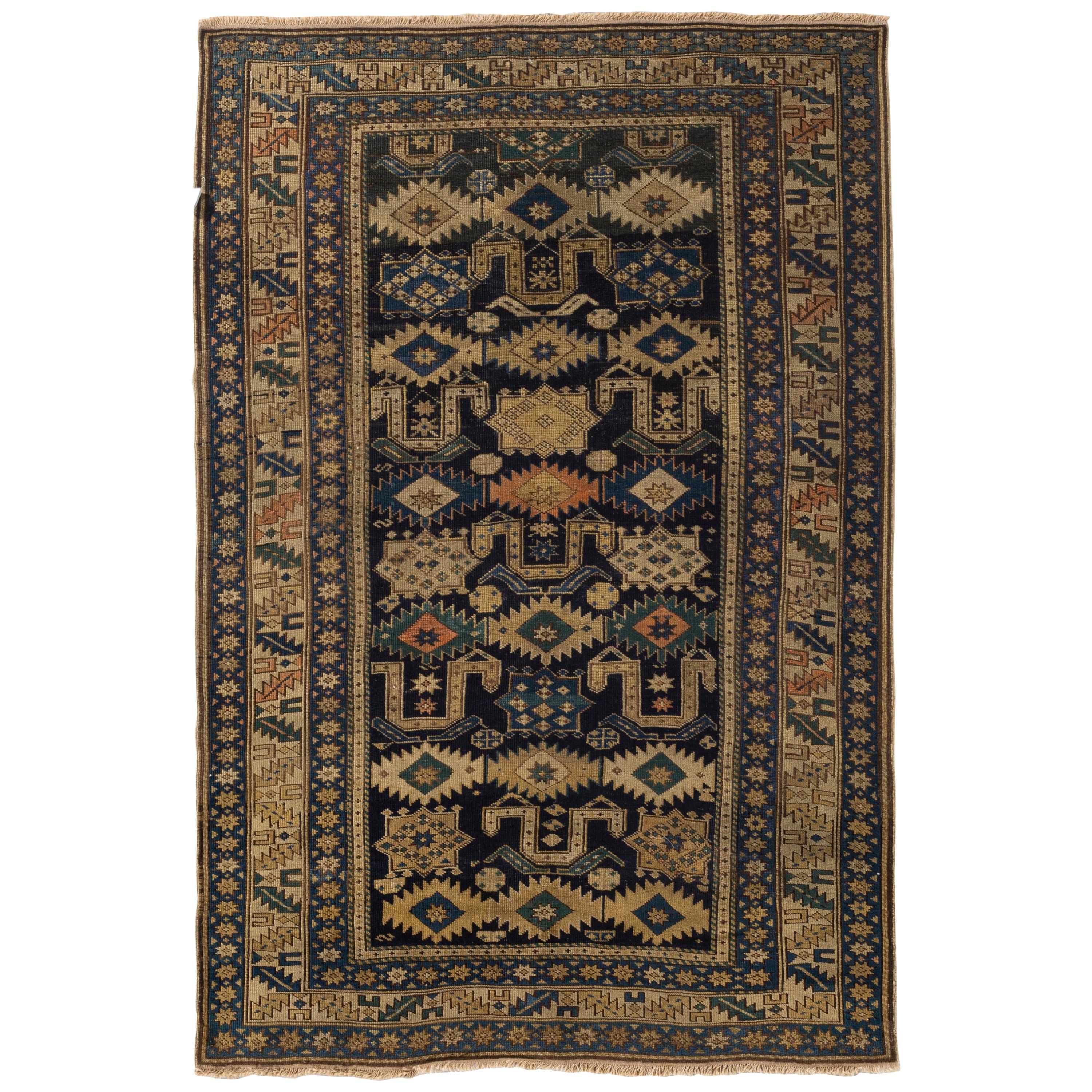 Tapis caucasien ancien Shirvan perpétuel, circa 1880 3'6 x 5'4