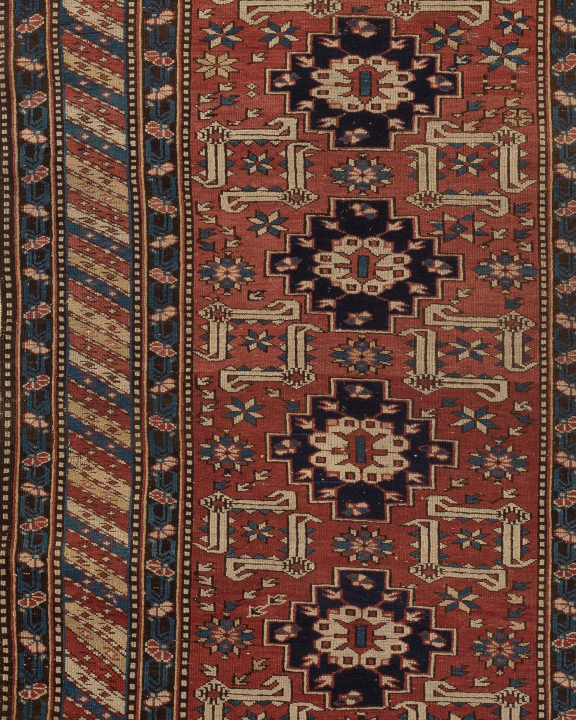 Hand-Woven Antique Caucasian Perpedil Shirvan Rug, circa 1880 3'6 x 5'8 For Sale