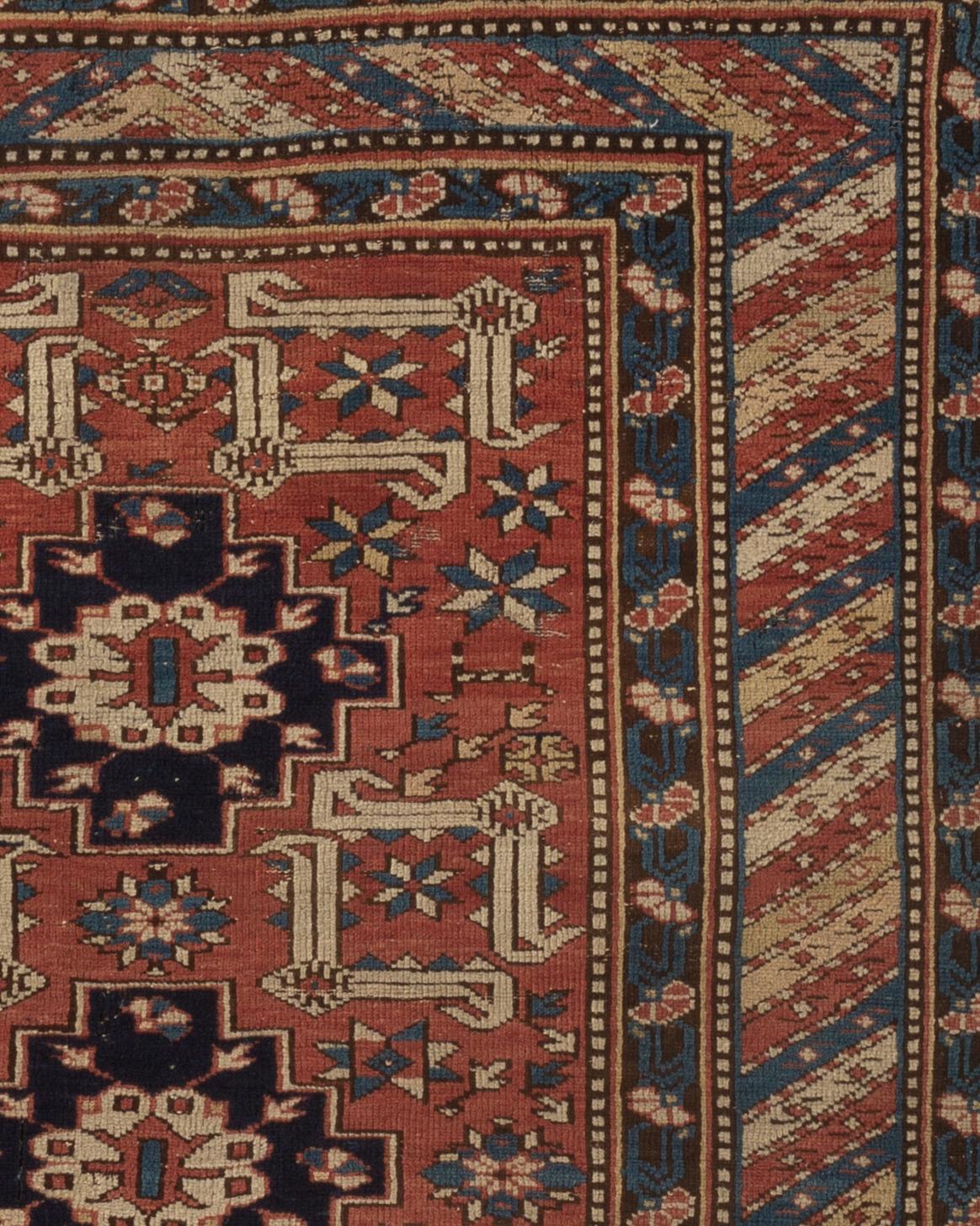 Antique Caucasian Perpedil Shirvan Rug, circa 1880 3'6 x 5'8 In Good Condition For Sale In Secaucus, NJ