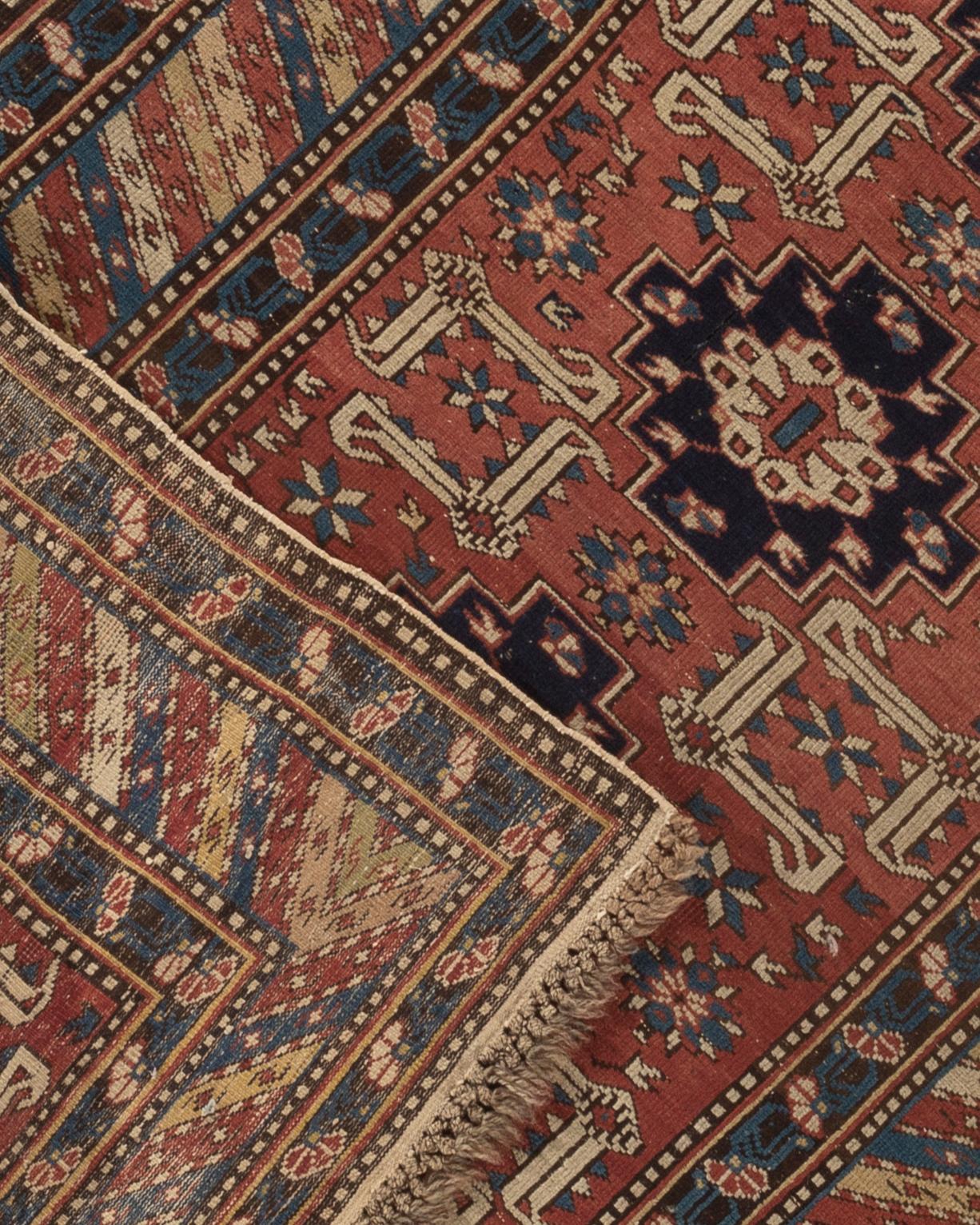 19th Century Antique Caucasian Perpedil Shirvan Rug, circa 1880 3'6 x 5'8 For Sale