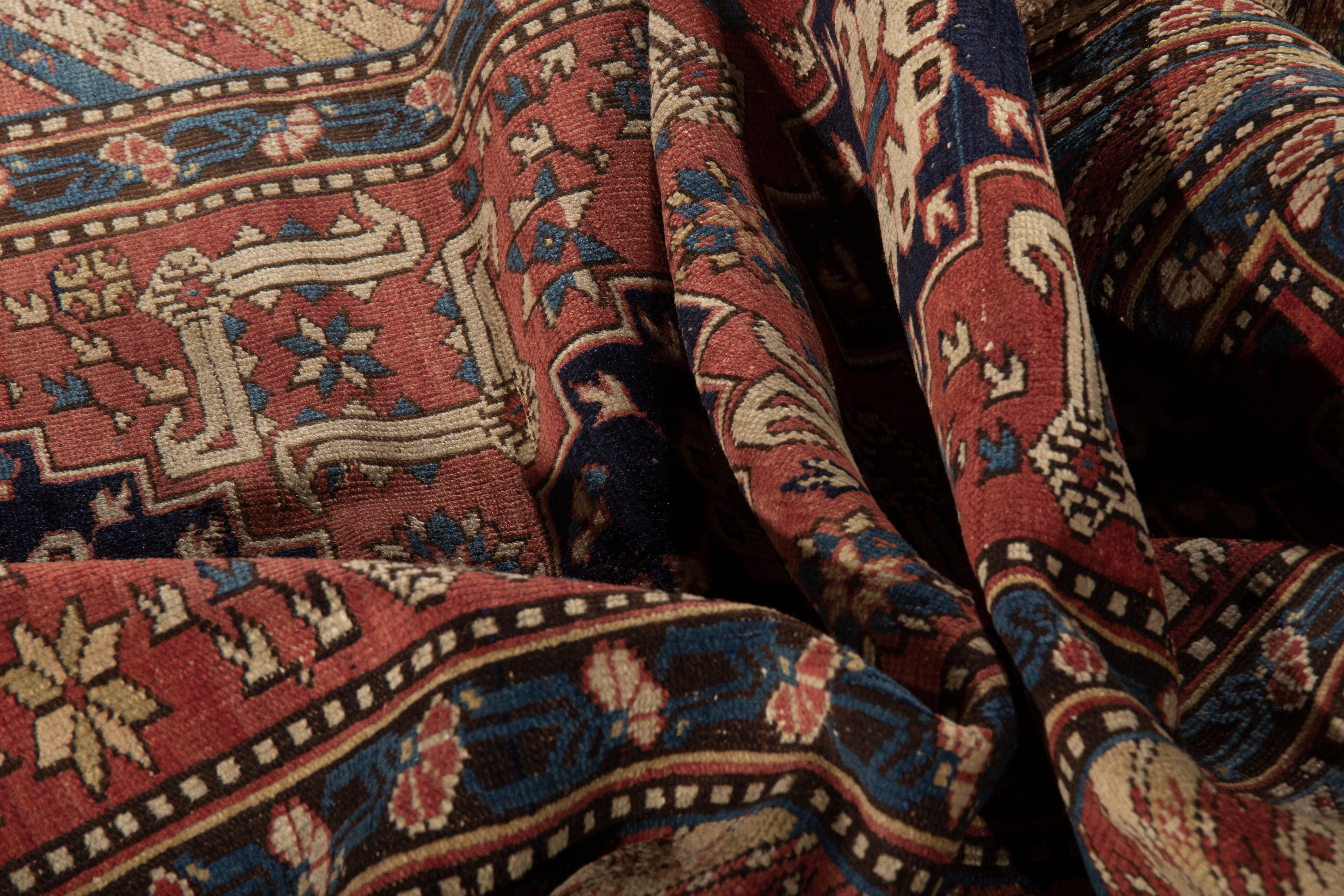 Wool Antique Caucasian Perpedil Shirvan Rug, circa 1880 3'6 x 5'8 For Sale
