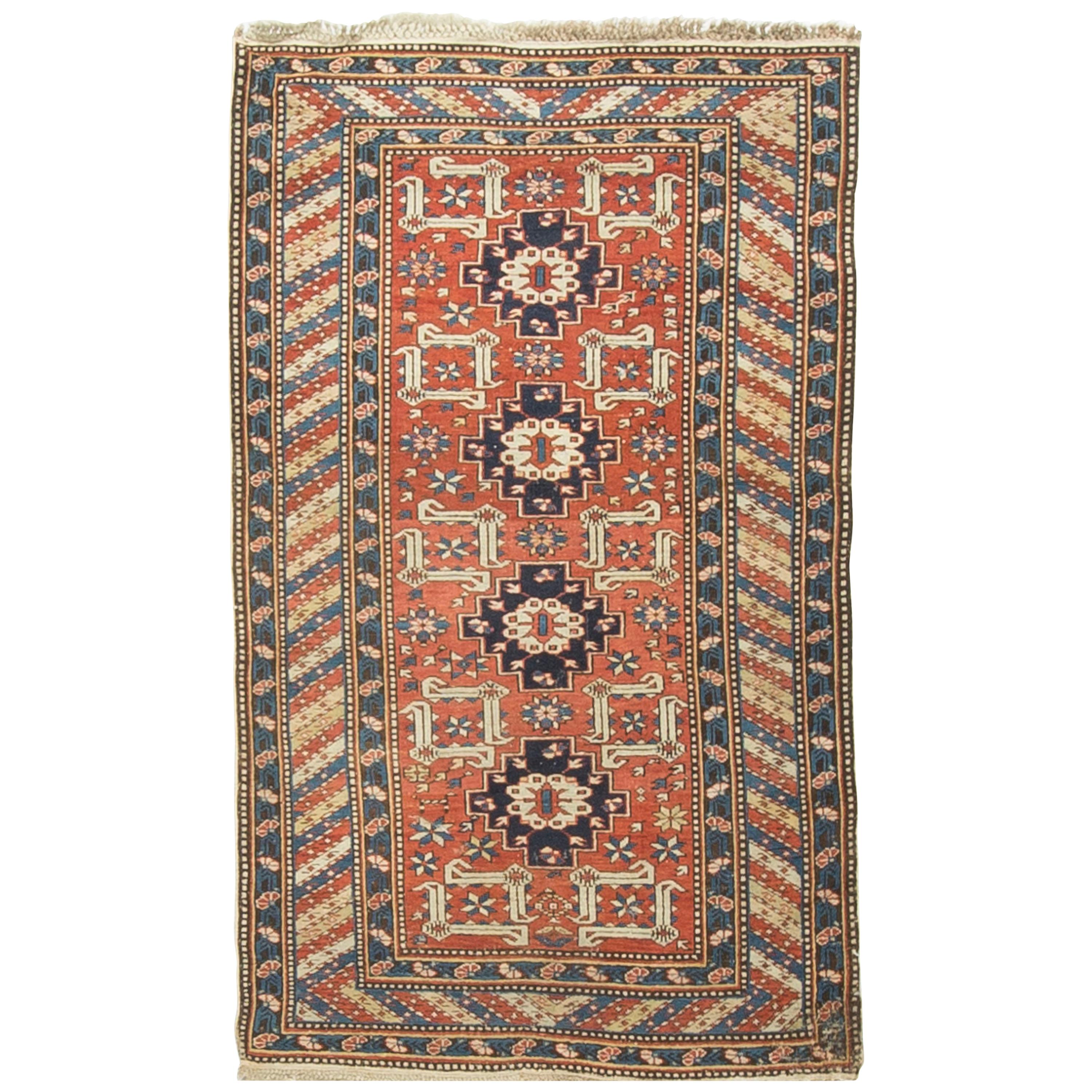 Antique Caucasian Perpedil Shirvan Rug, circa 1880 3'6 x 5'8 For Sale