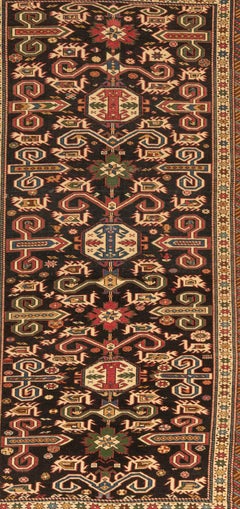Antico tappeto caucasico Perpedil Shirvan, 1880 circa  4'1 x 6'5