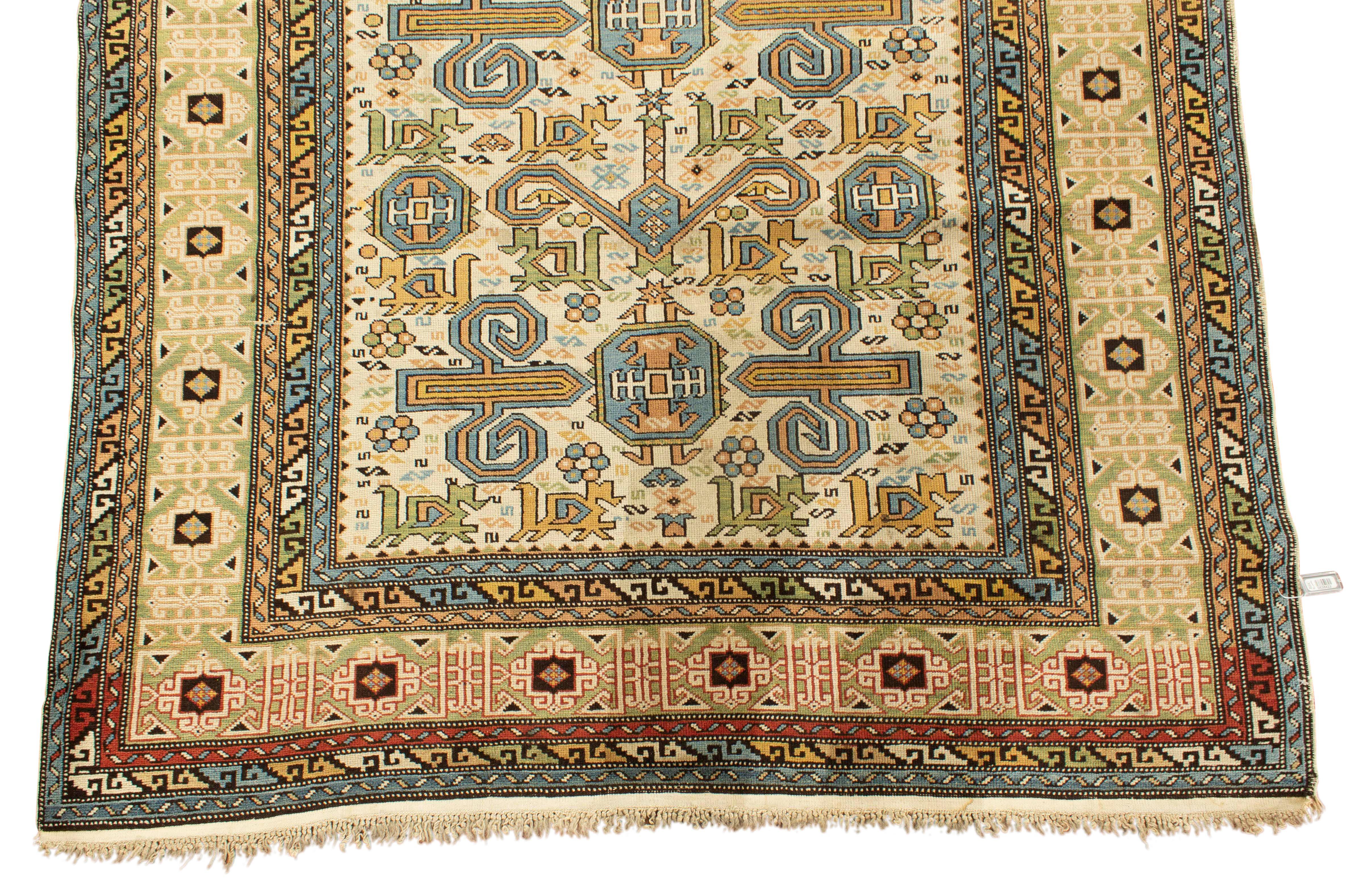 Hand-Woven Antique Caucasian Perpedil Shirvan Rug, circa 1880  4'1 x 5'9 For Sale