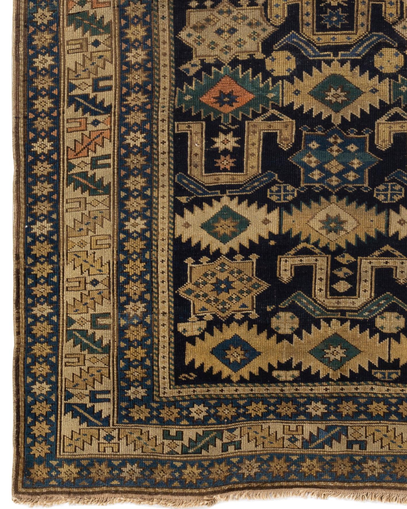 Hand-Woven Antique Caucasian Perpedil Shirvan Rug, circa 1880 3'6 x 5'4 For Sale