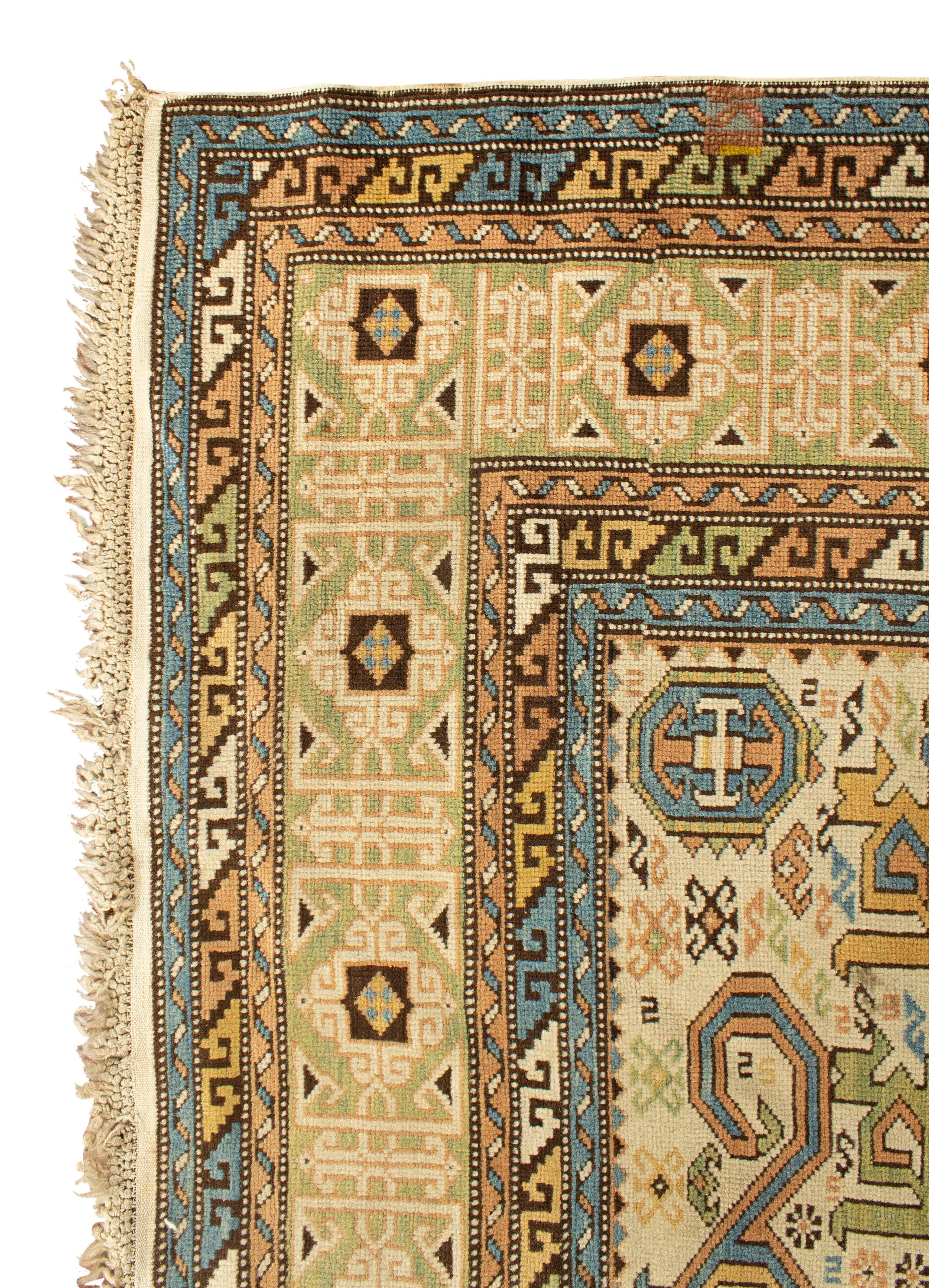 19th Century Antique Caucasian Perpedil Shirvan Rug, circa 1880  4'1 x 5'9 For Sale