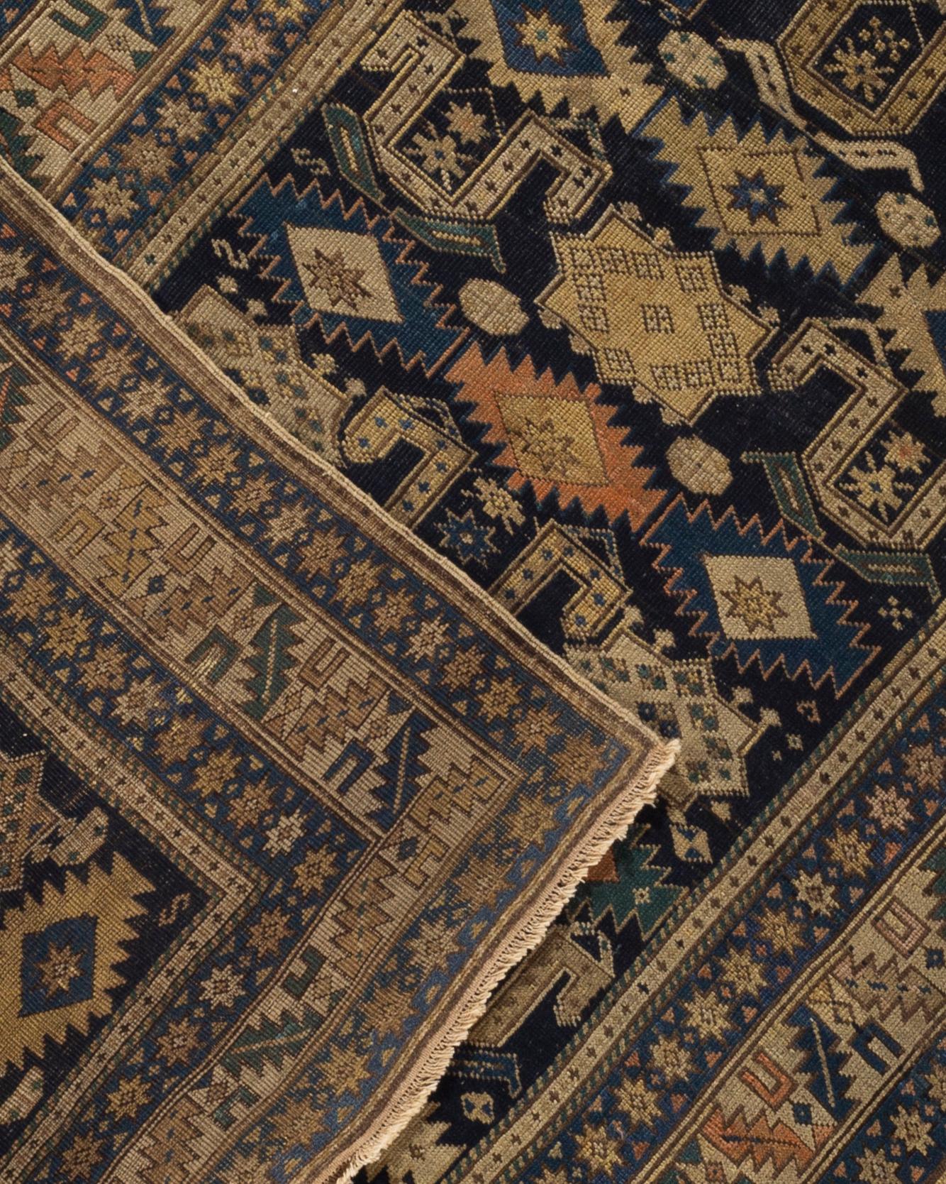 Wool Antique Caucasian Perpedil Shirvan Rug, circa 1880 3'6 x 5'4 For Sale