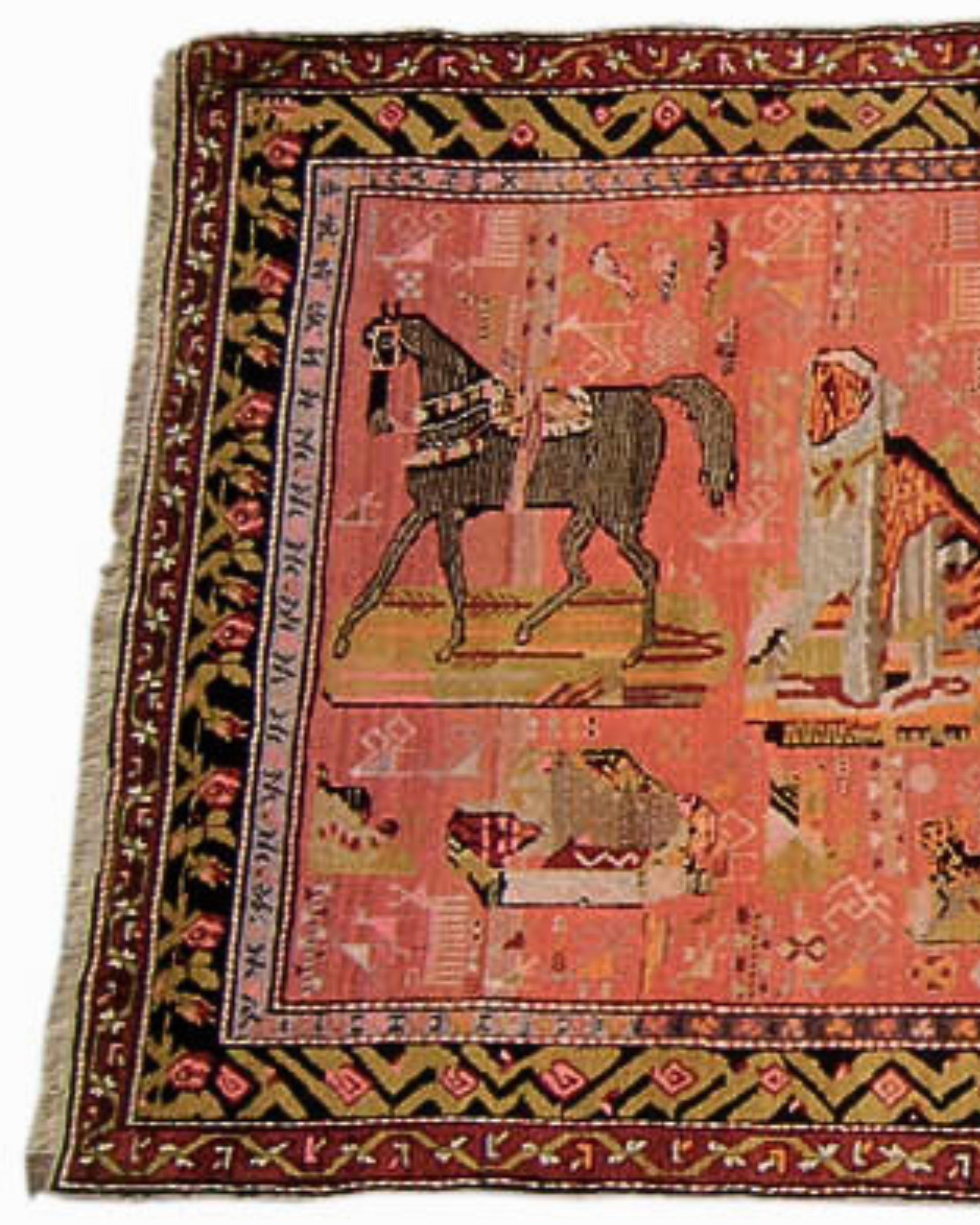 Antiker kaukasischer Karabagh-Teppich im Kaukasischen Stil, frühes 20. Jahrhundert (Wolle) im Angebot