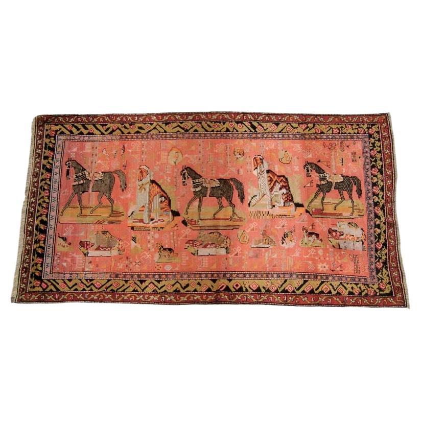 Ancien tapis pictural caucasien du Karabagh, début du 20e siècle