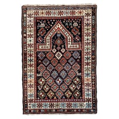 Antico tappeto da preghiera caucasico 1,51 m x 1,03 m