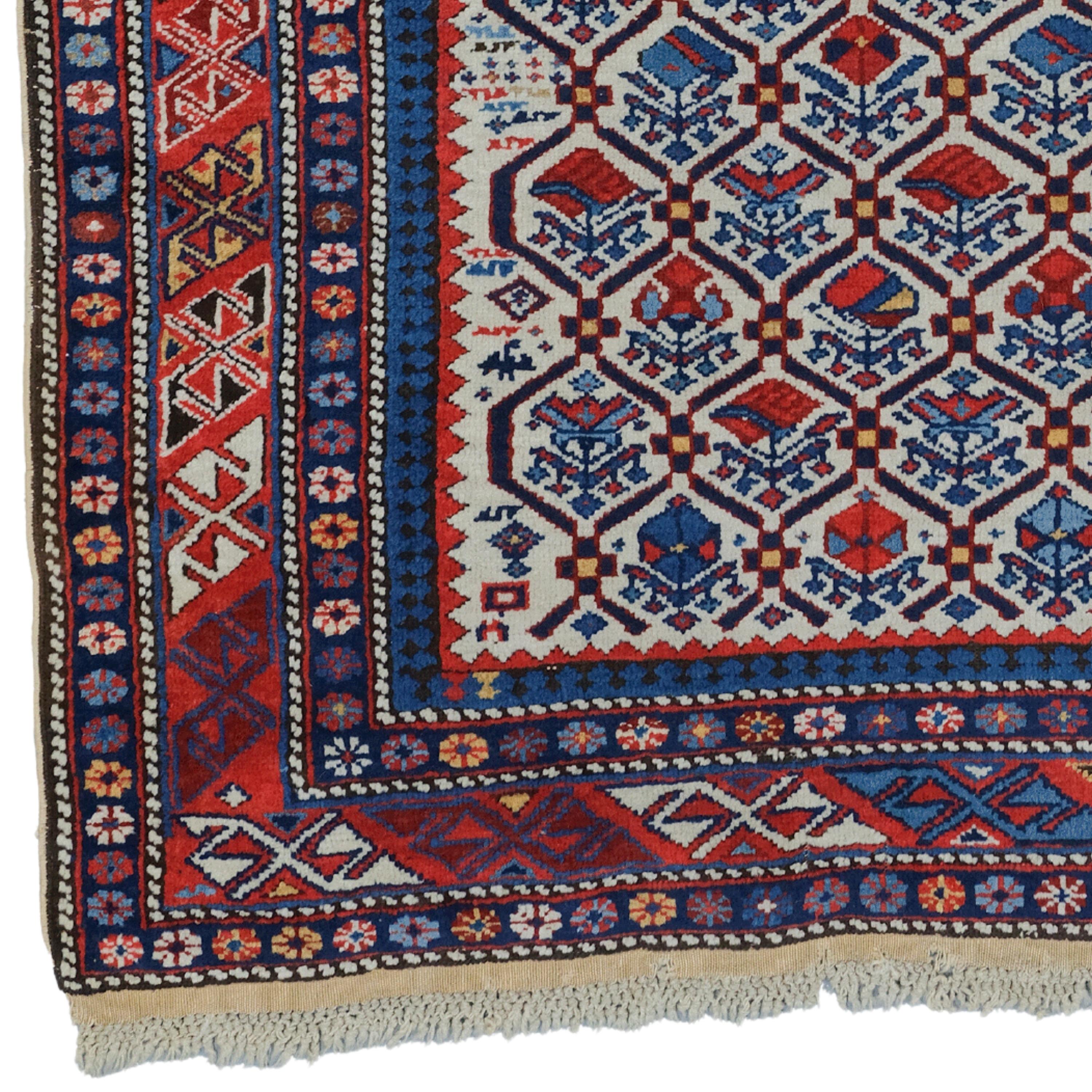 Art from Beyond Time: 19th Century Antique Caucasian Shirvan Carpet

A unique opportunity for art and history lovers! This antique Caucasian Shirvan carpet brings the elegance and handcraftsmanship of the 19th century to the present day. With its
