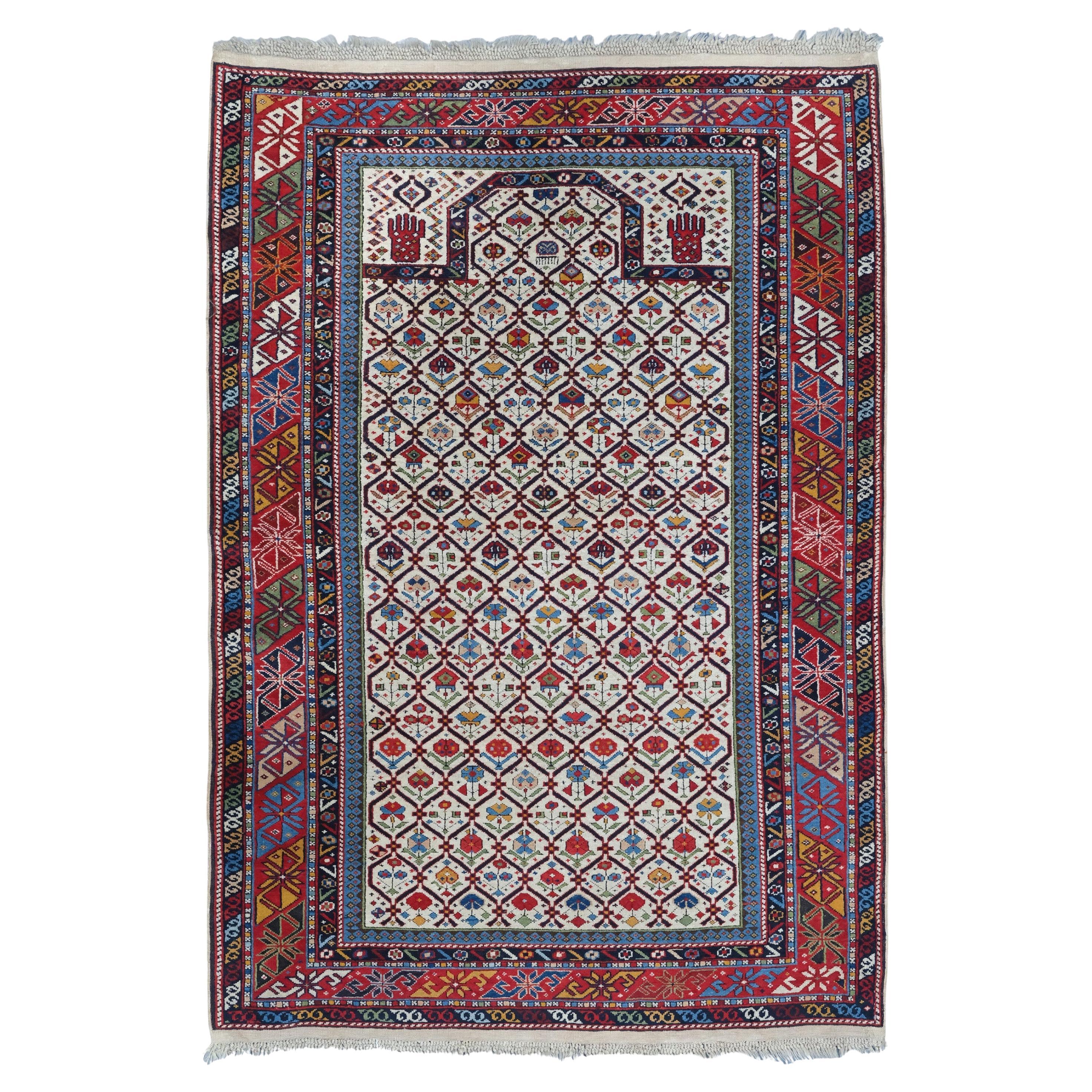 Antique Caucasian Prayer Shirvan Rug