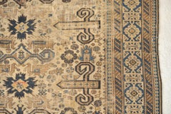 Tappeto antico caucasico Prepidil con corna di ariete stilizzate in beige e marina