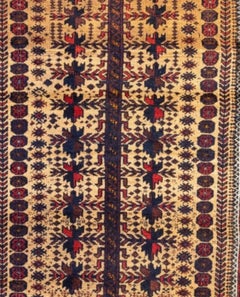 New Antique Caucasian Red Gold Brown Geometric Tribal Baluch Rug circa 1930s