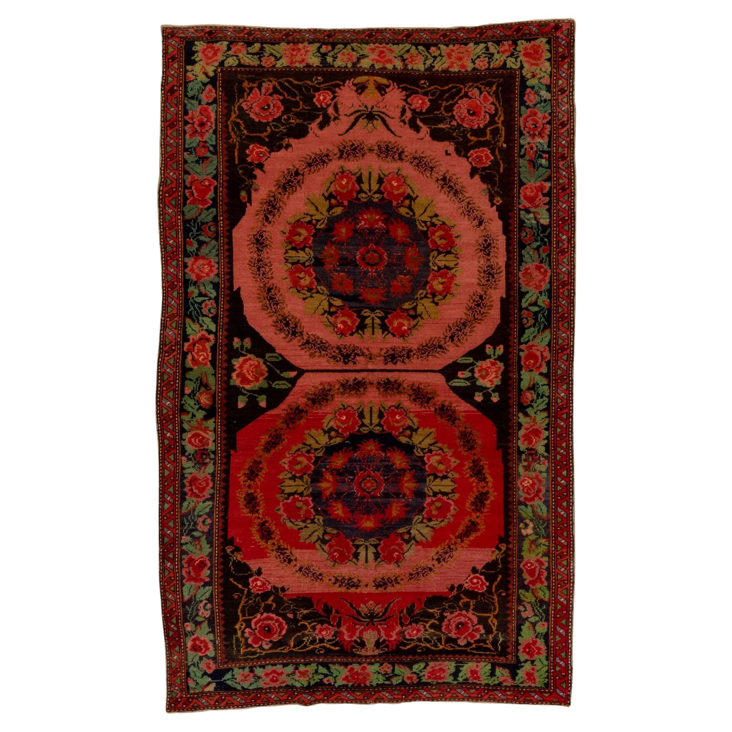 Antique Caucasian Red Karabagh Rug, Floral Palette For Sale
