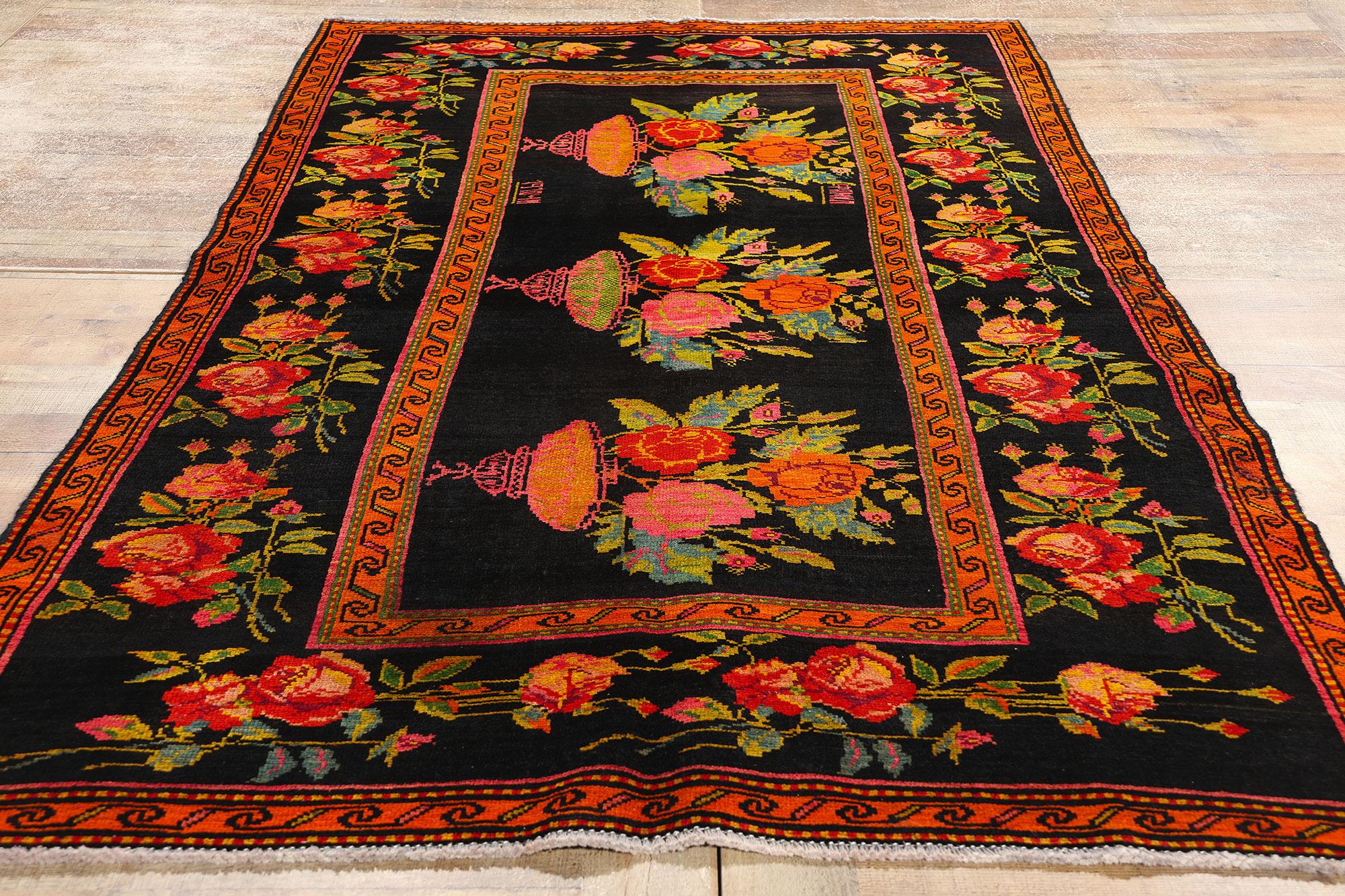 Antique Caucasian Rose Karabakh Rug For Sale 7