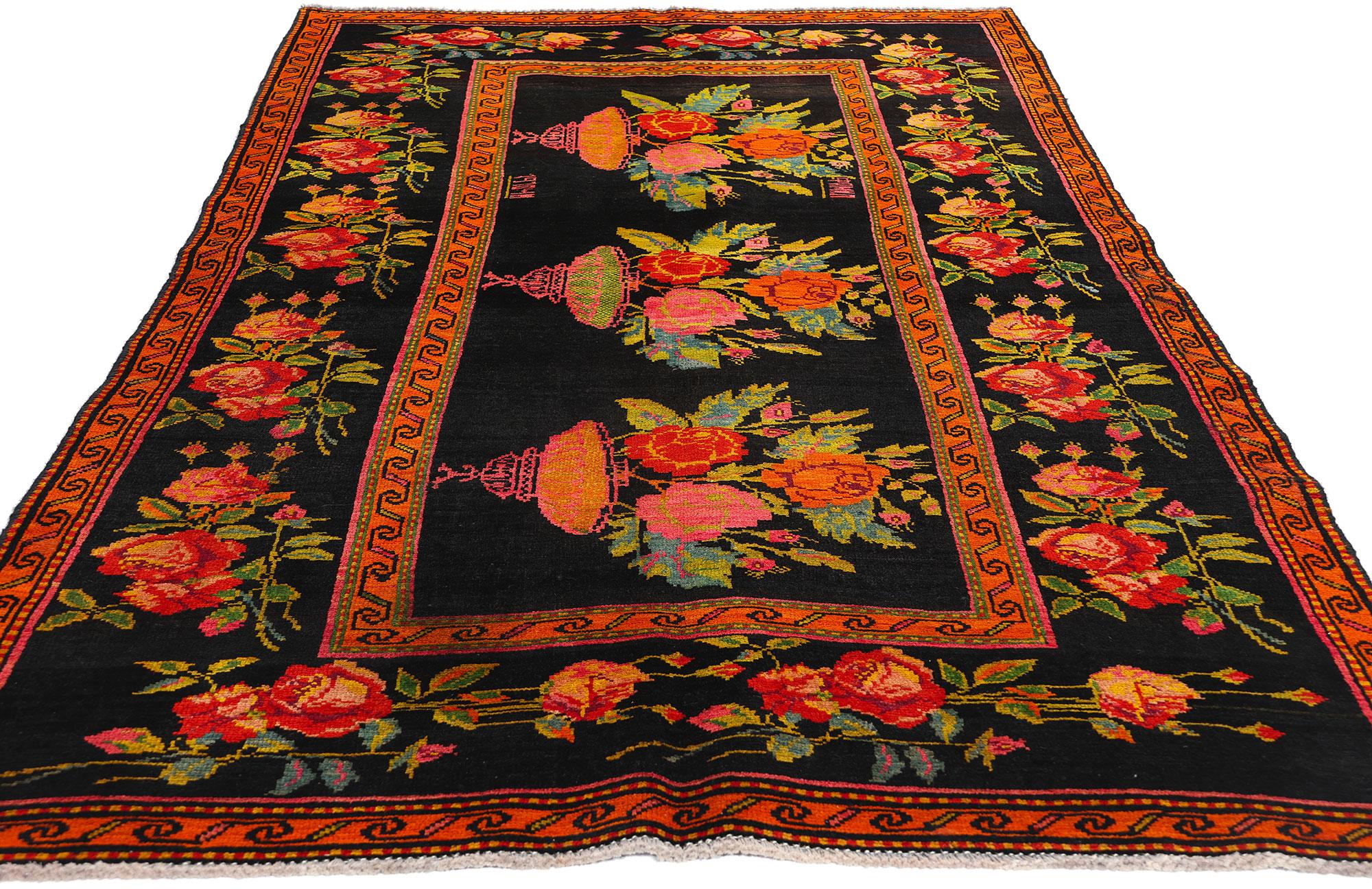 Antique Caucasian Rose Karabakh Rug For Sale 8