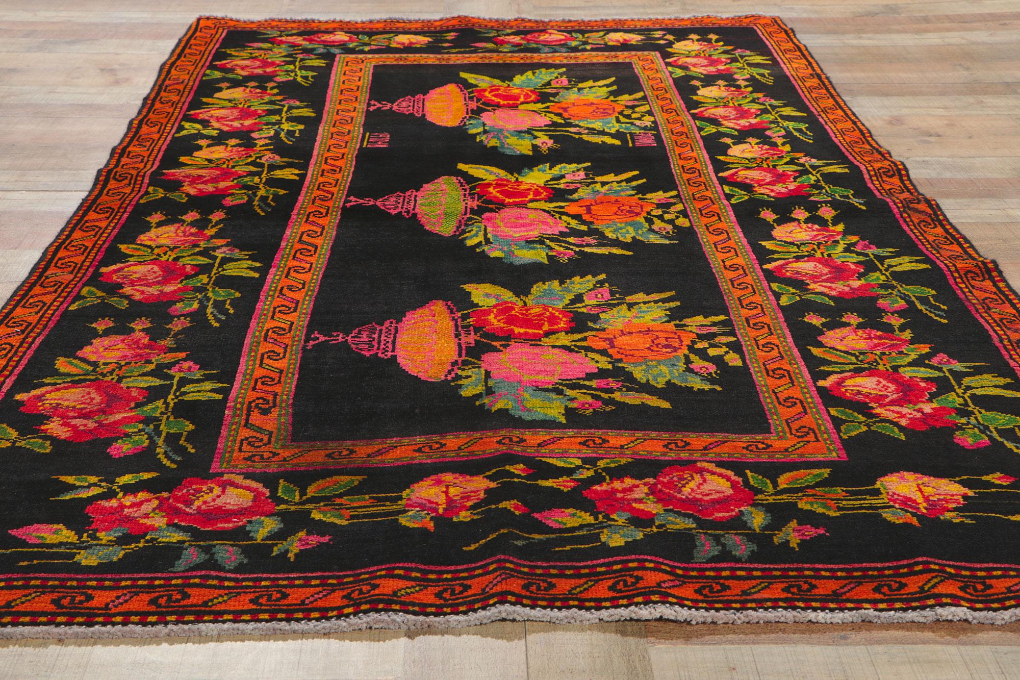 Wool Antique Caucasian Rose Karabakh Rug For Sale