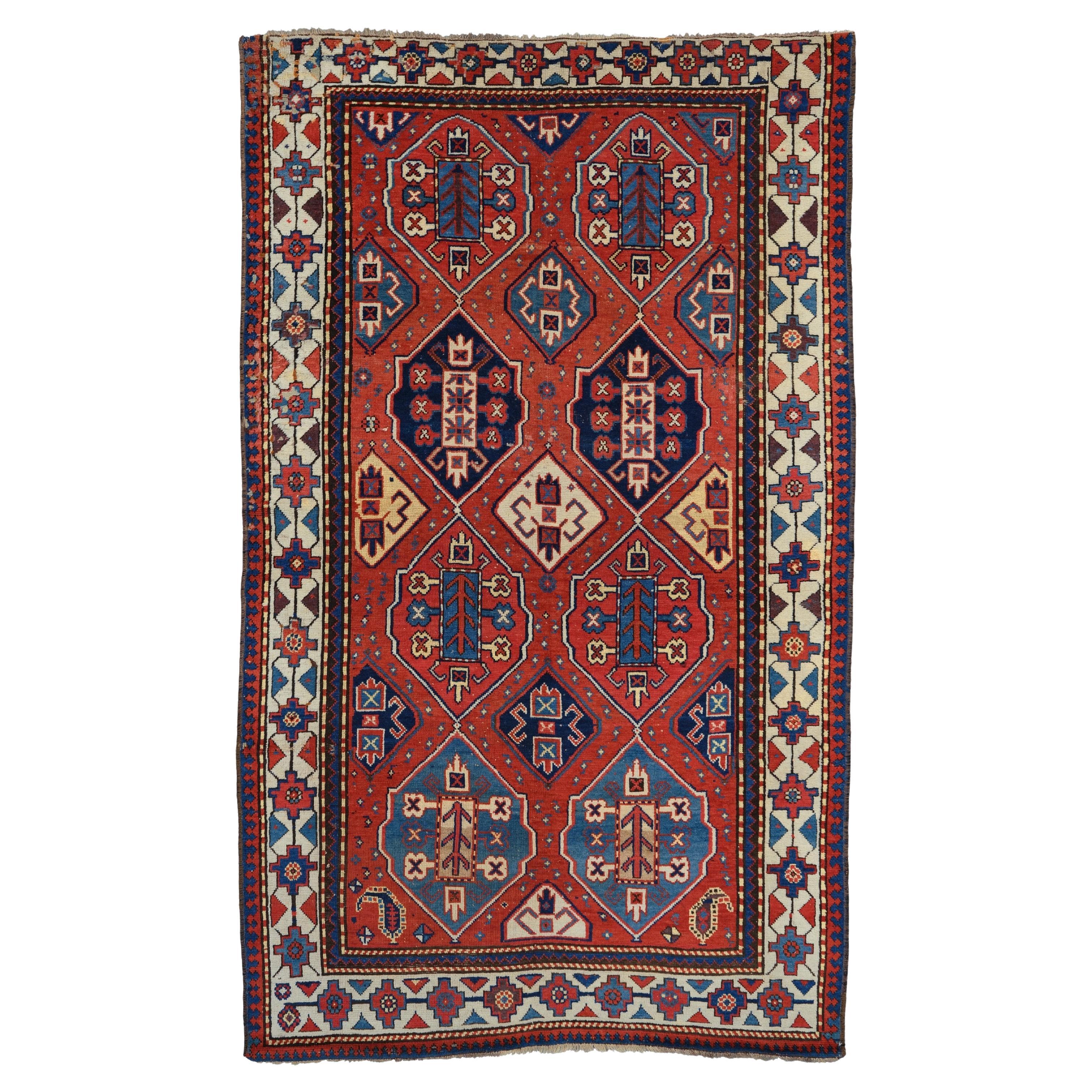 Antiker kaukasischer Teppich - 19. Jahrhundert Antiker kaukasischer Teppich, antiker kaukasischer Teppich