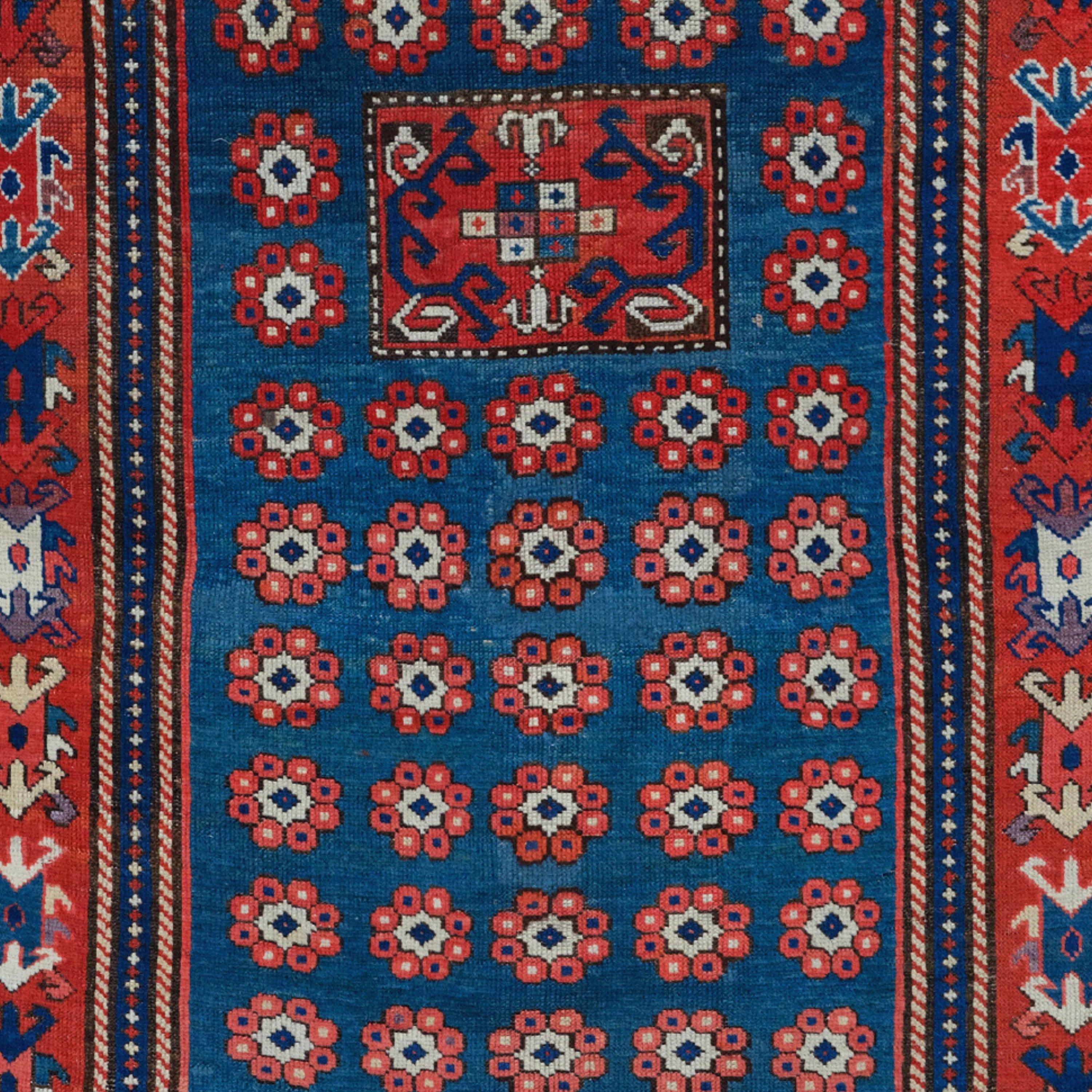 Antiker kaukasischer Teppich - Kaukasischer Teppich des 19. Jahrhunderts, handgewebter Teppich, antiker Teppich im Zustand „Gut“ im Angebot in Sultanahmet, 34