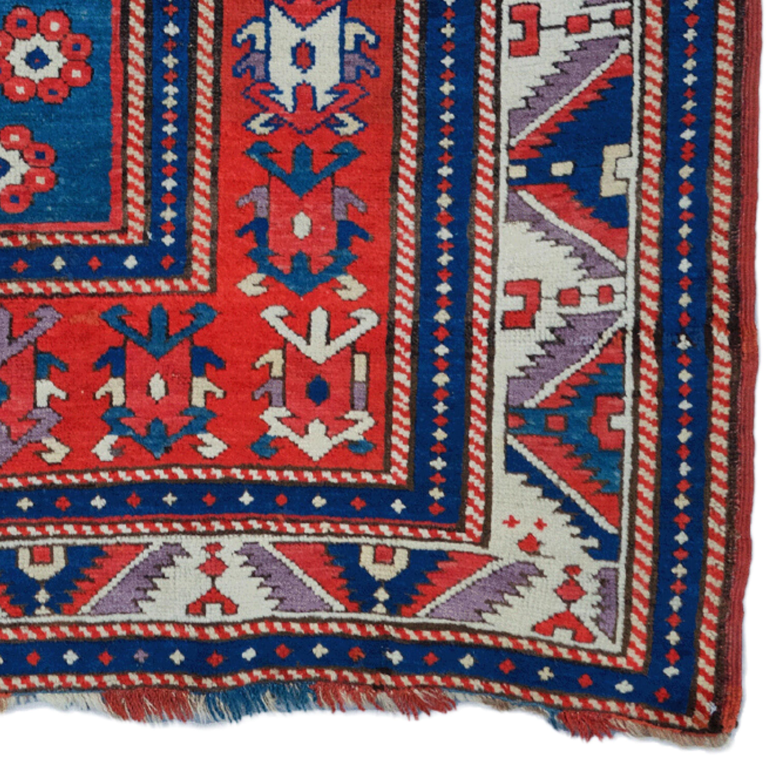 Antiker kaukasischer Teppich - Kaukasischer Teppich des 19. Jahrhunderts, handgewebter Teppich, antiker Teppich im Angebot 1