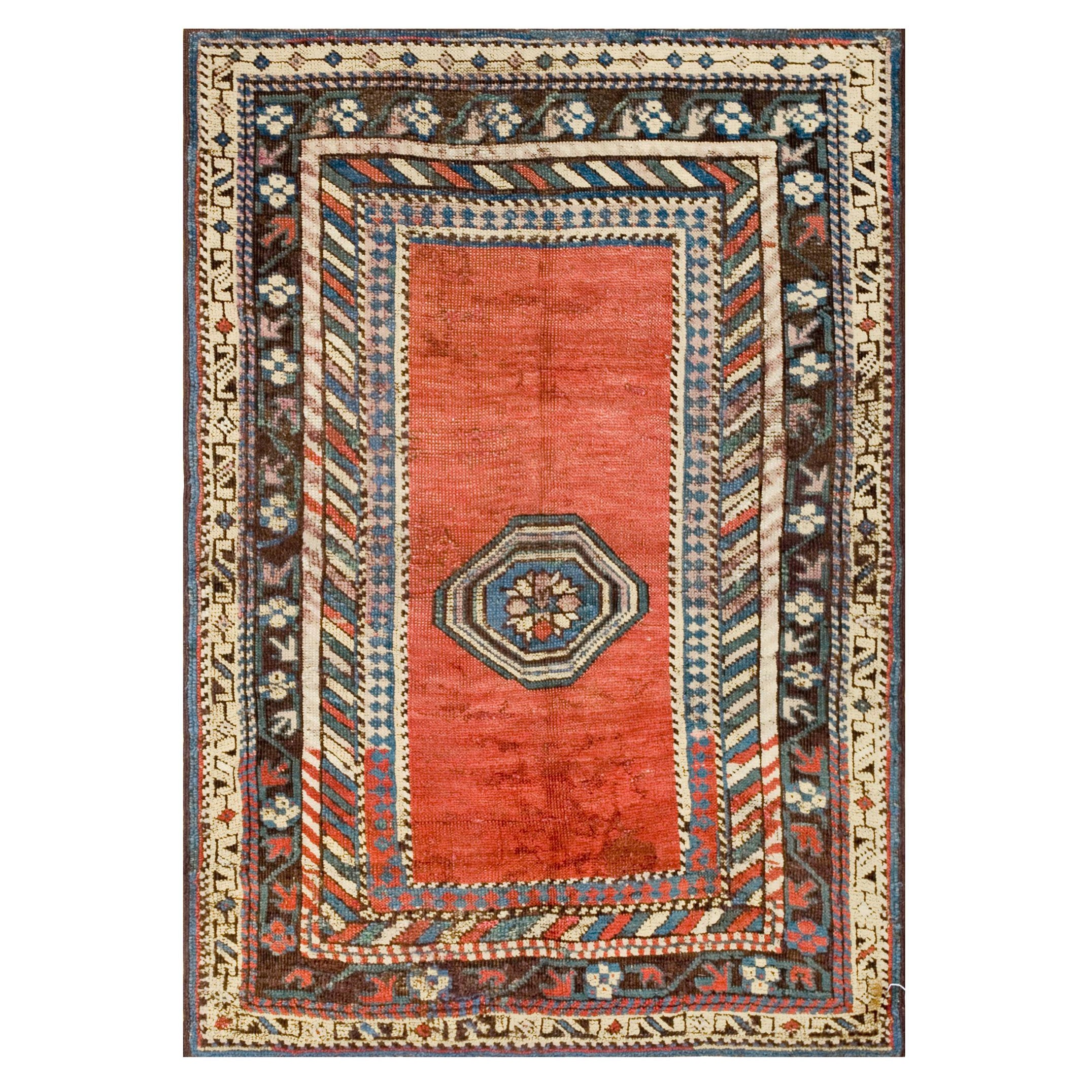 Antiker kaukasischer Teppich 3' 0'' x 4' 4''