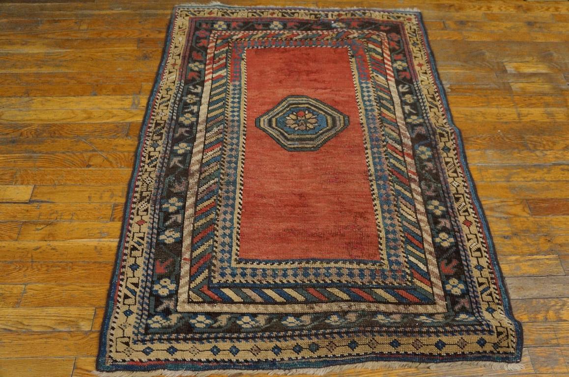 Antique Caucasian rug, size: 3' 0'' x 4' 4''.