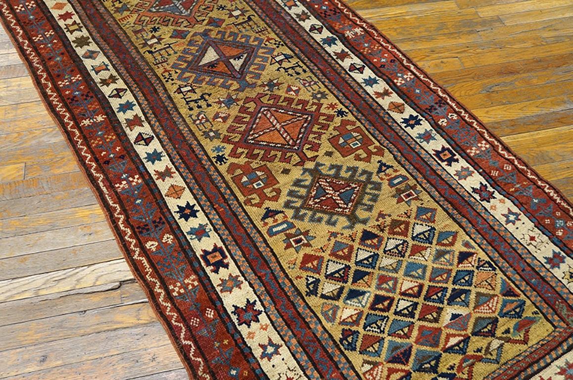 Late 19th Century 19th Century S. Caucasian Carpet ( 3'6'' x 8'9'' - 107 x 267 ) For Sale