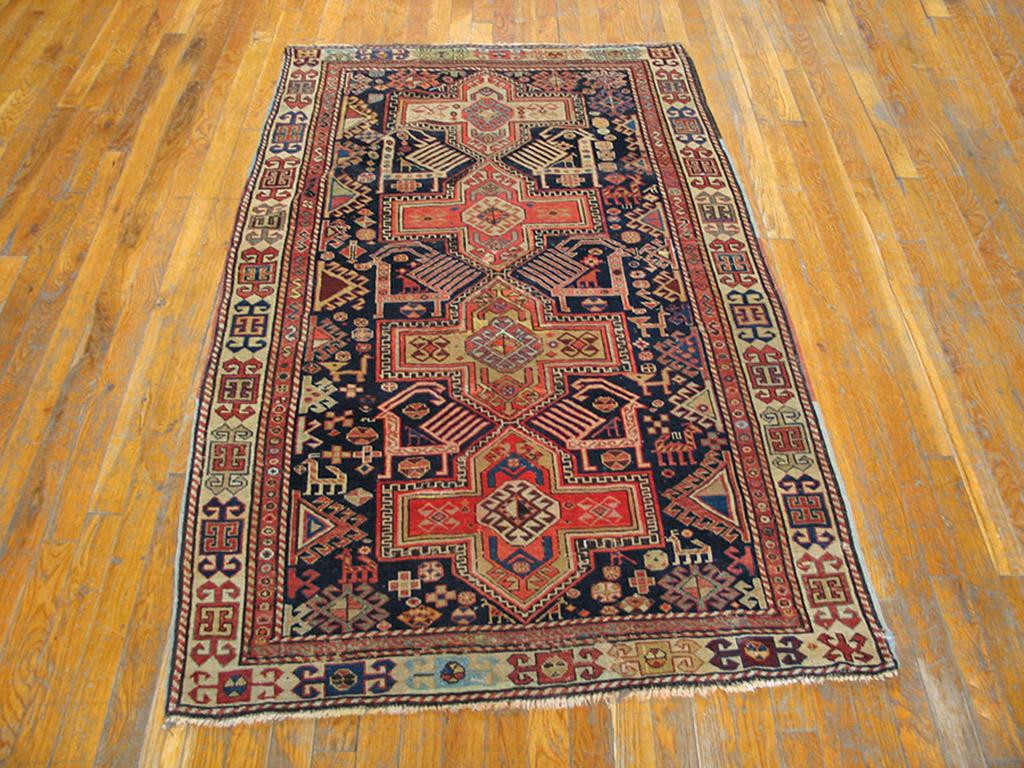 Antique Caucasian rug, size: 3' 6'' x 5' 10''.