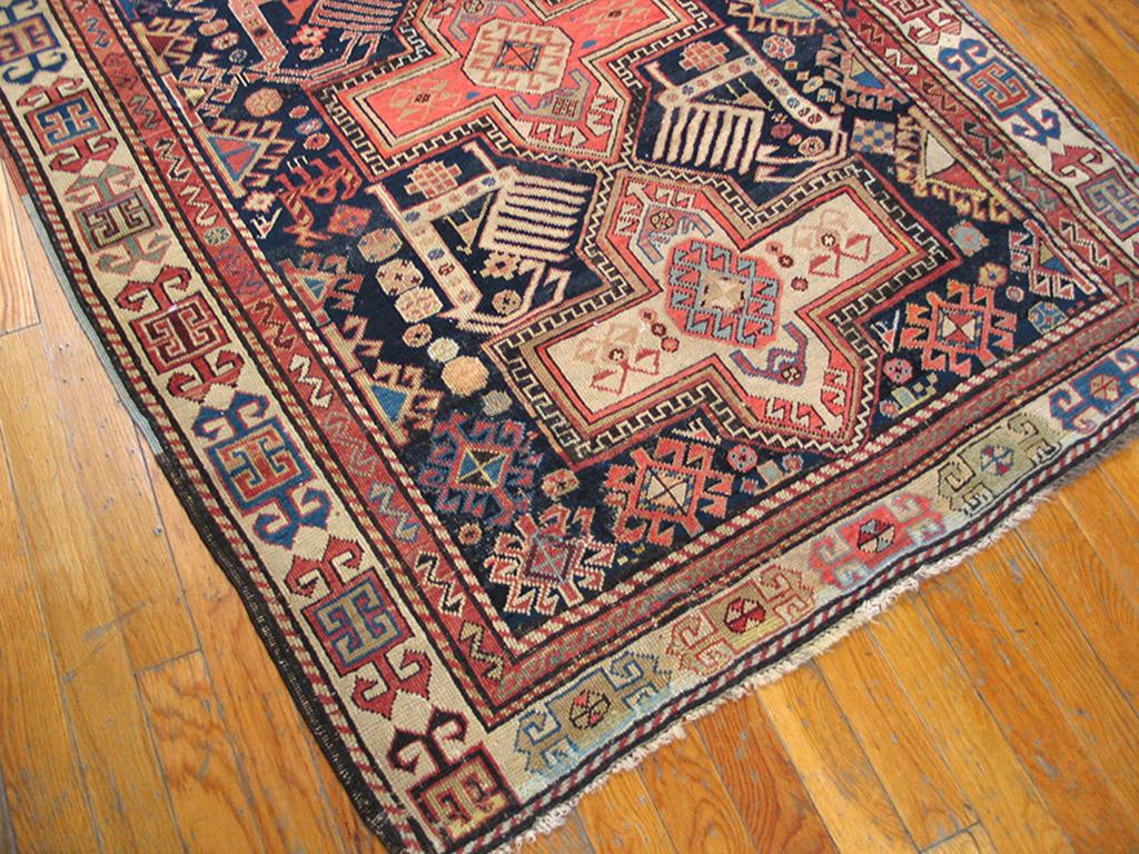 Hand-Knotted Antique Caucasian Rug 3' 6'' x 5' 10'' For Sale