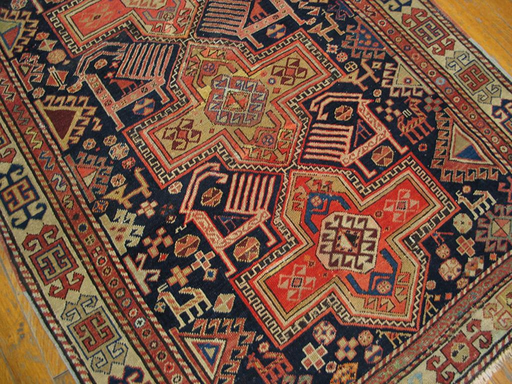 Antique Caucasian Rug 3' 6'' x 5' 10'' In Good Condition For Sale In New York, NY