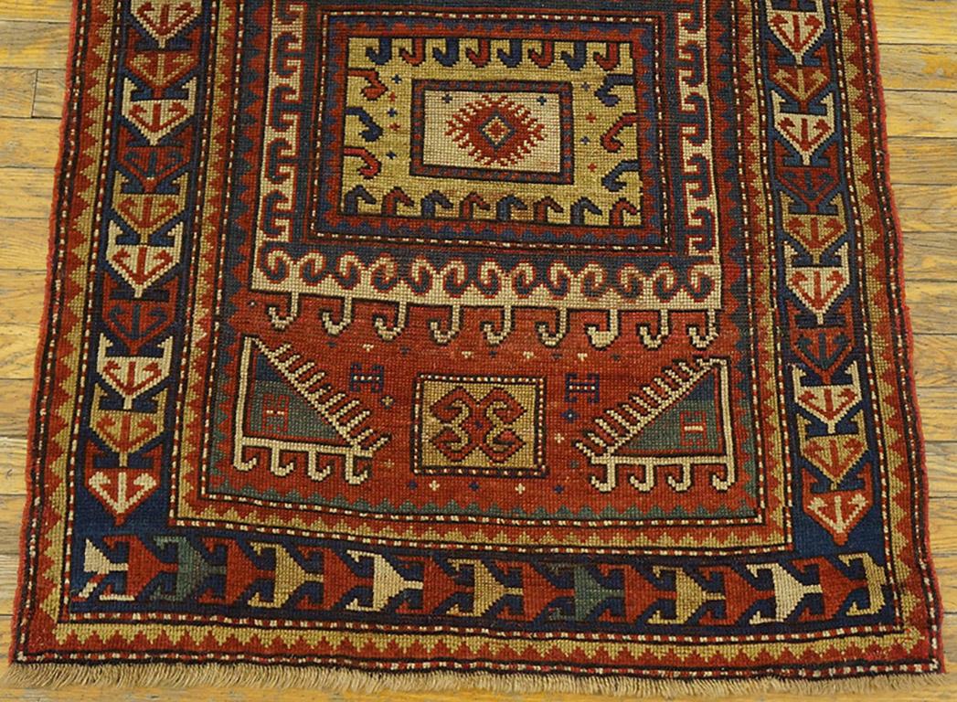 Wool 19th Century Caucasian Kazak Prayer Rug ( 3' x 4'9