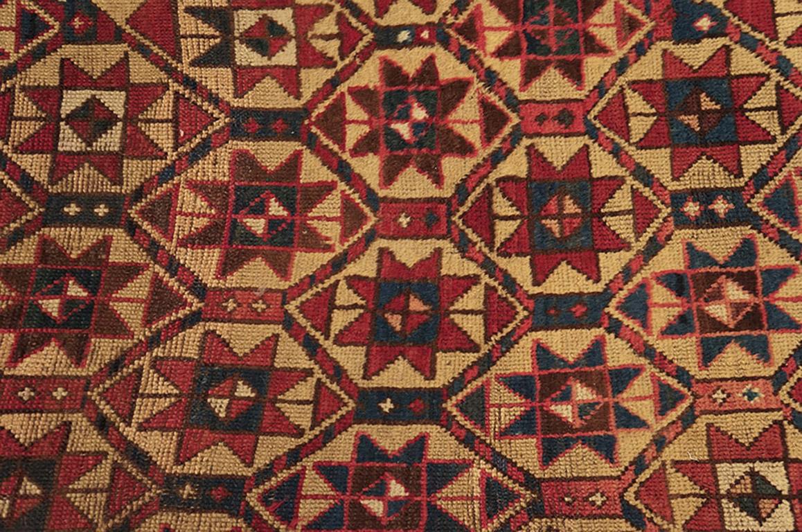 Wool 19th Century Caucasian Kazak Carpet ( 3'10