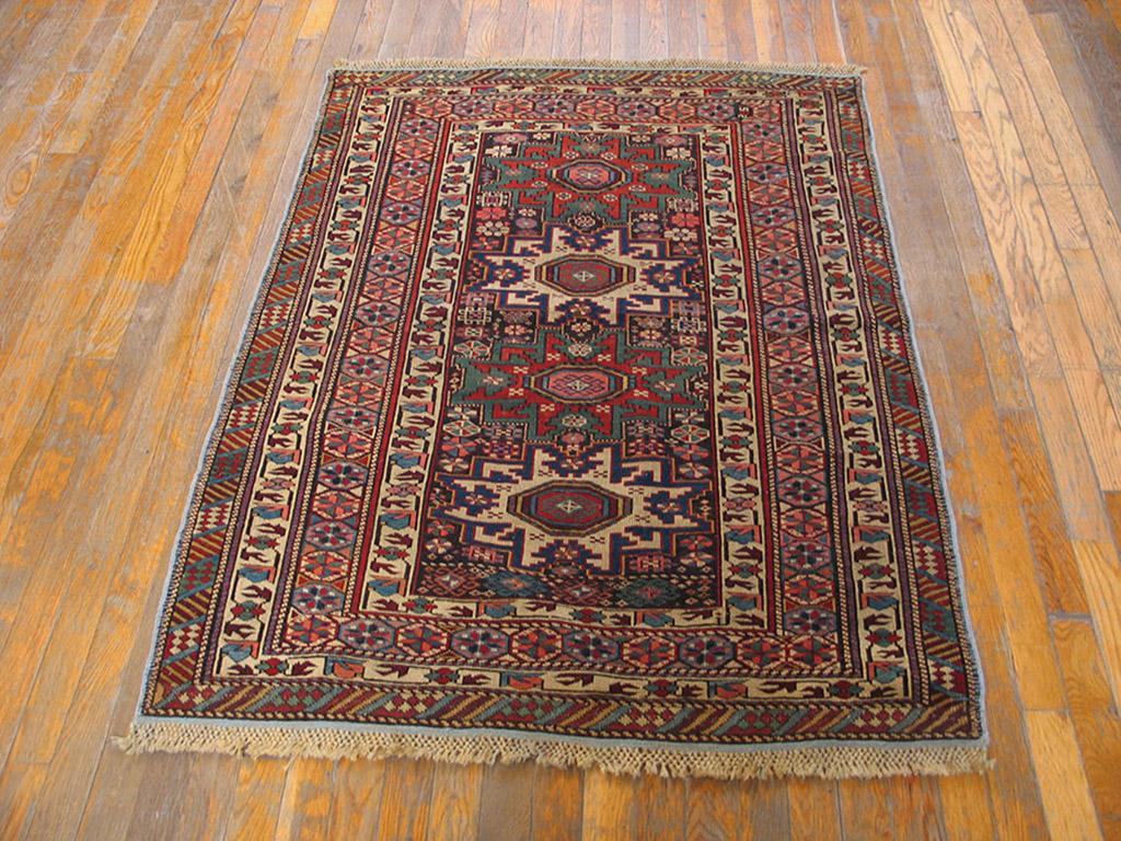 Kazak 19th Century Caucasian Shirvan Lesghi Carpet ( 3'6