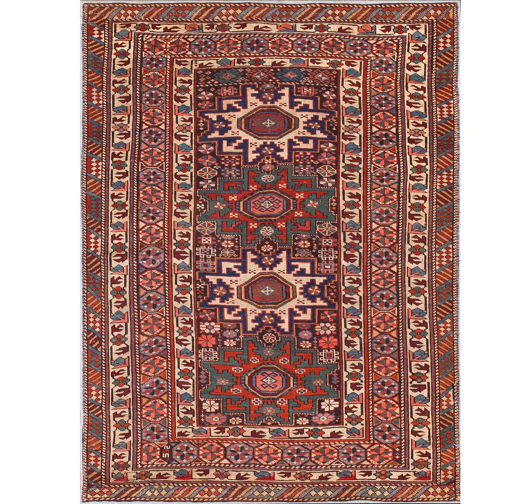 19th Century Caucasian Shirvan Lesghi Carpet ( 3'6