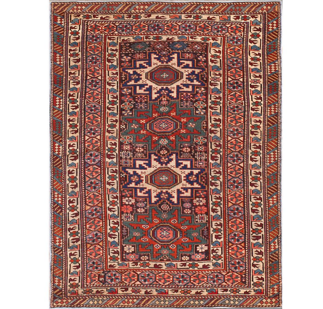 Kaukasischer Shirvan Lesghi-Teppich des 19. Jahrhunderts ( 3'6