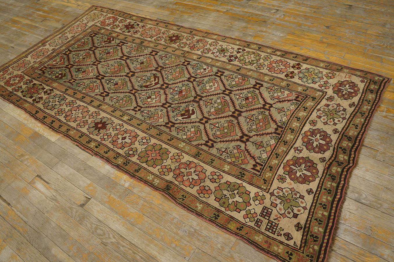 Antique Caucasian rug. Measures: 3'6