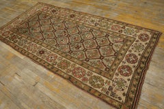 1900s Sky Blue Geometric Caucasian Karabagh Carpet 3'6"x7'2" Knotted Wool Rug
