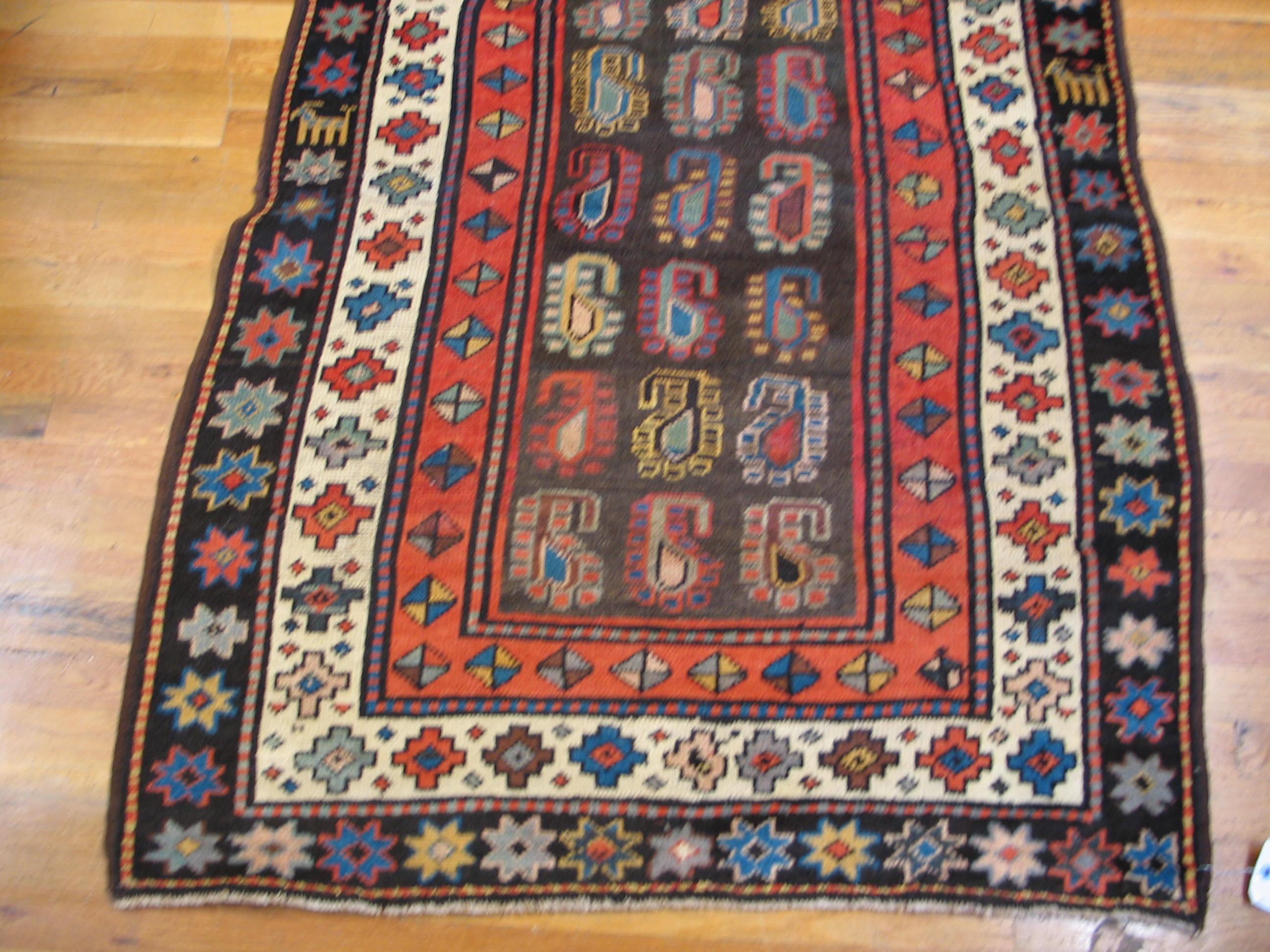 Kaukasischer Moghan-Teppich des frühen 20. Jahrhunderts ( 3'7