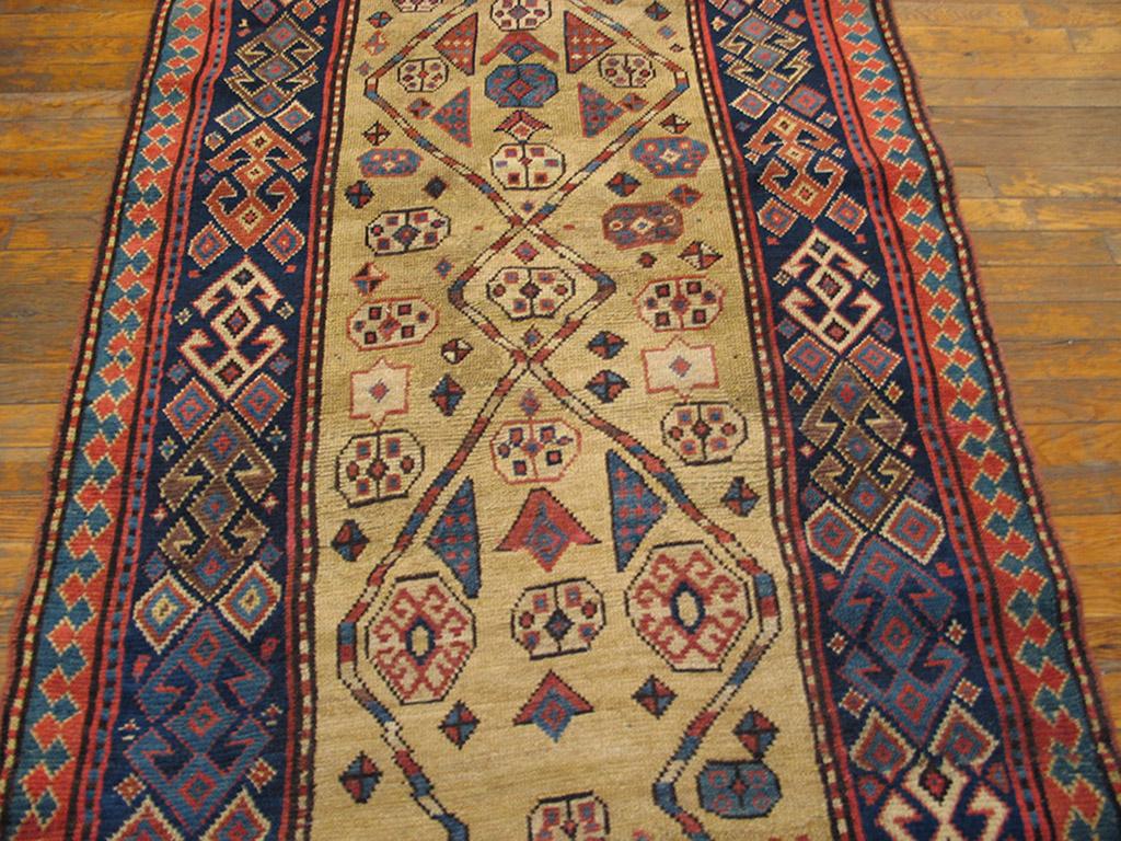 Hand-Knotted 19th Century Caucasian Kazak Carpet ( 3'7