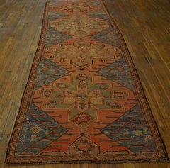 Splendid Rose Background Color & Geometric Design Antique Caucasian Karabagh Rug