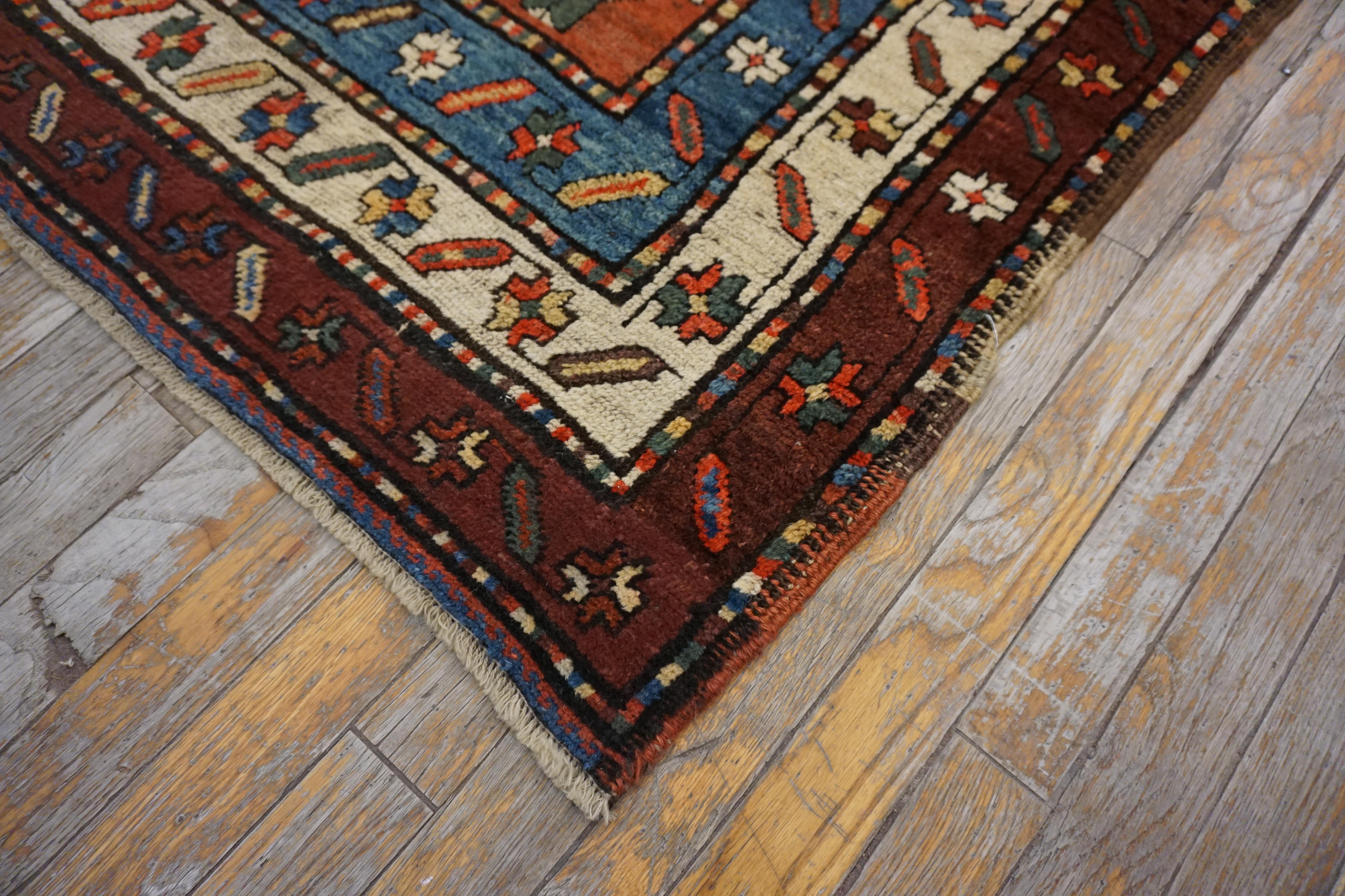 Hand-Knotted Antique Caucasian Rug  4' 0'' x9' 0''  For Sale