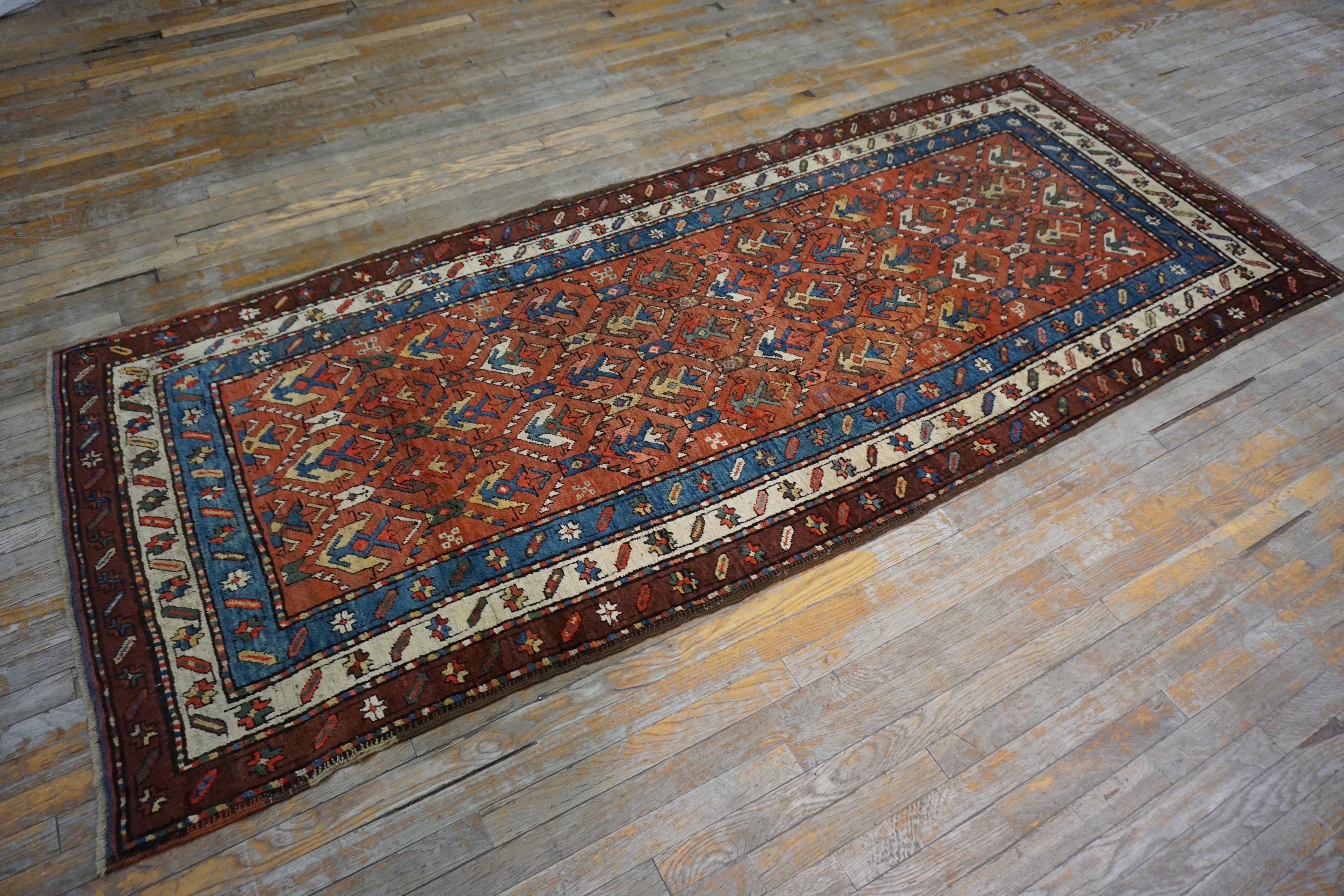 Early 20th Century Antique Caucasian Rug  4' 0'' x9' 0''  For Sale